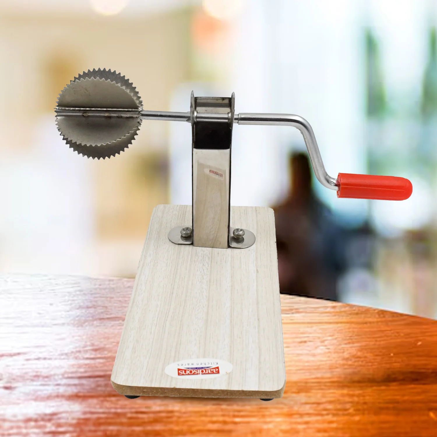 Stainless Steel Coconut Scraper with Wooden Base (1 Pc) - Image 6