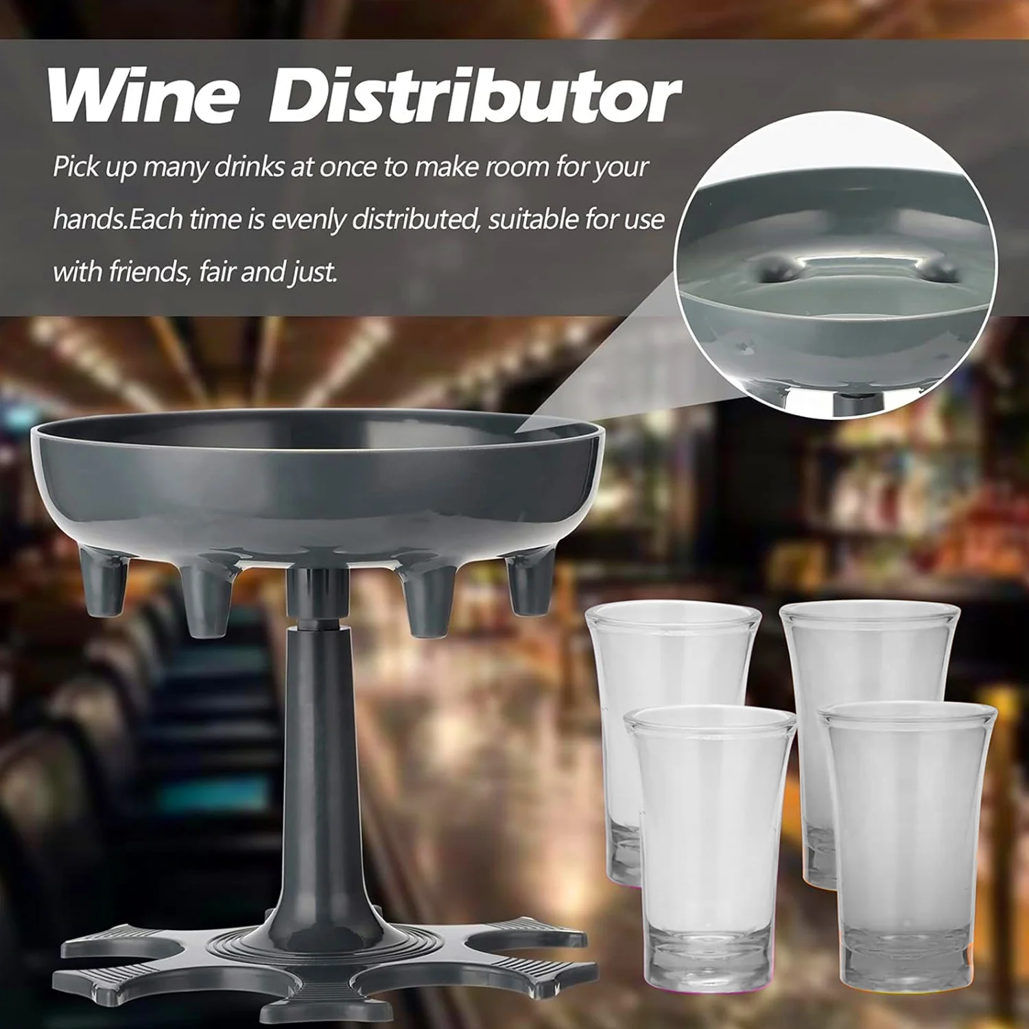 6 shot Win glass dispensers With tray & 6 Pcs Glass - Image 3