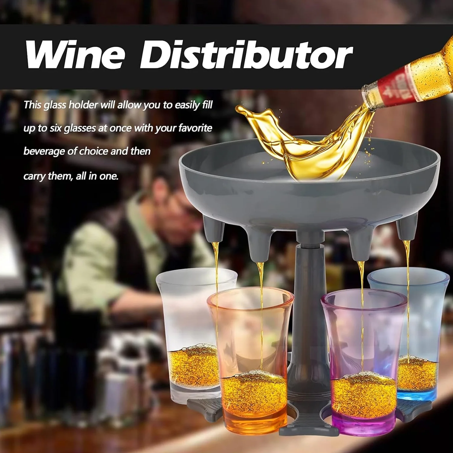 6 shot Win glass dispensers With tray & 6 Pcs Glass - Image 4