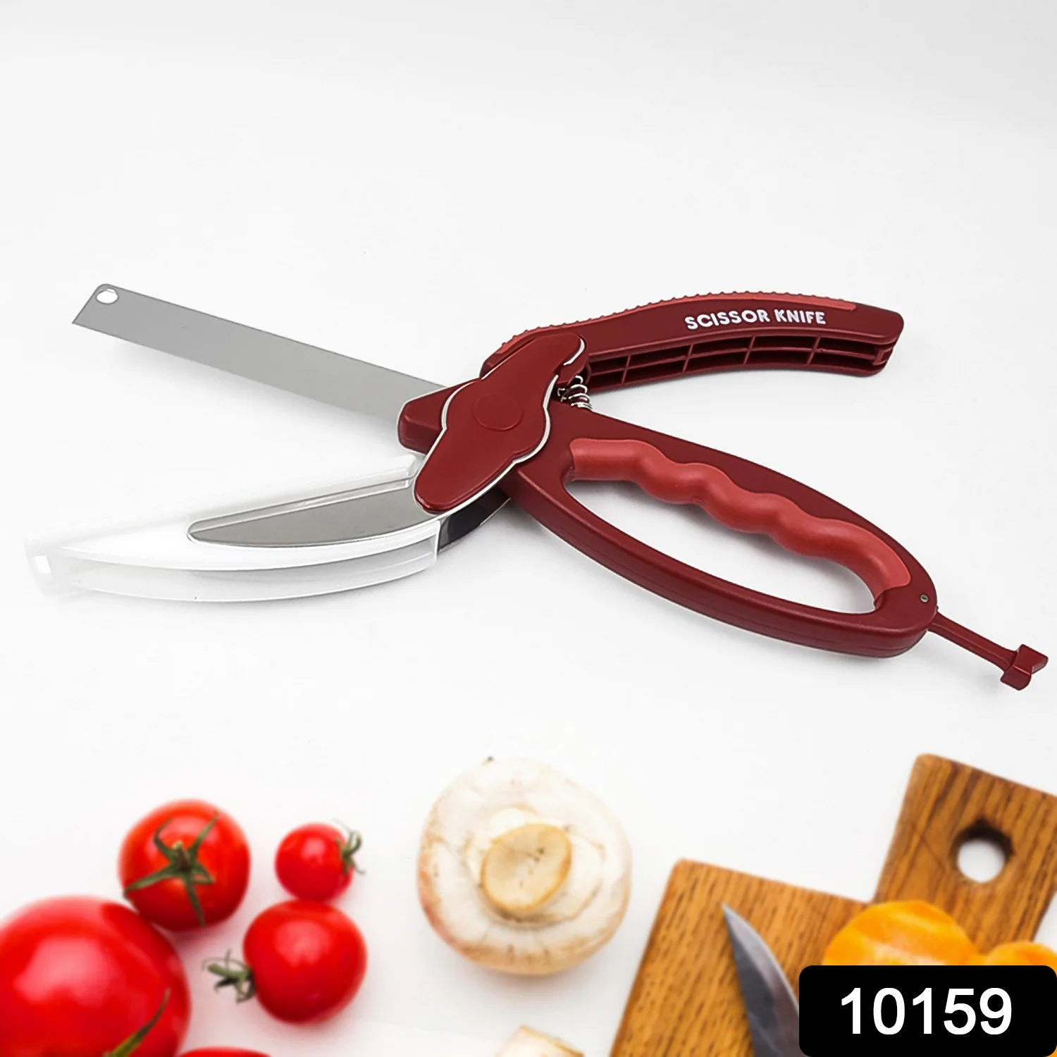 2 in 1 Kitchen Knife Scissor with Spring Locking Hinge and Chopping Board (1 Pc) - Image 2