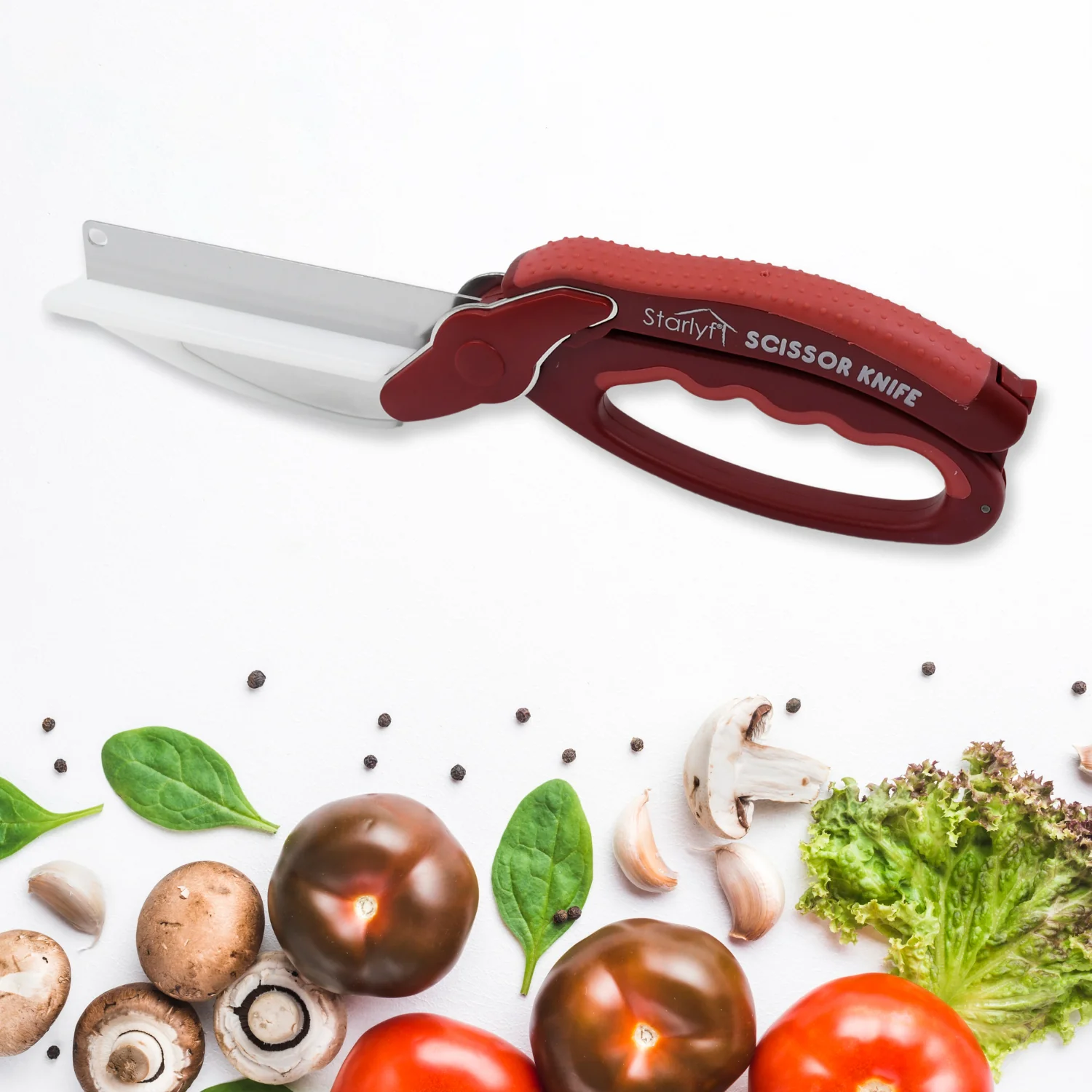 2 in 1 Kitchen Knife Scissor with Spring Locking Hinge and Chopping Board (1 Pc) - Image 4