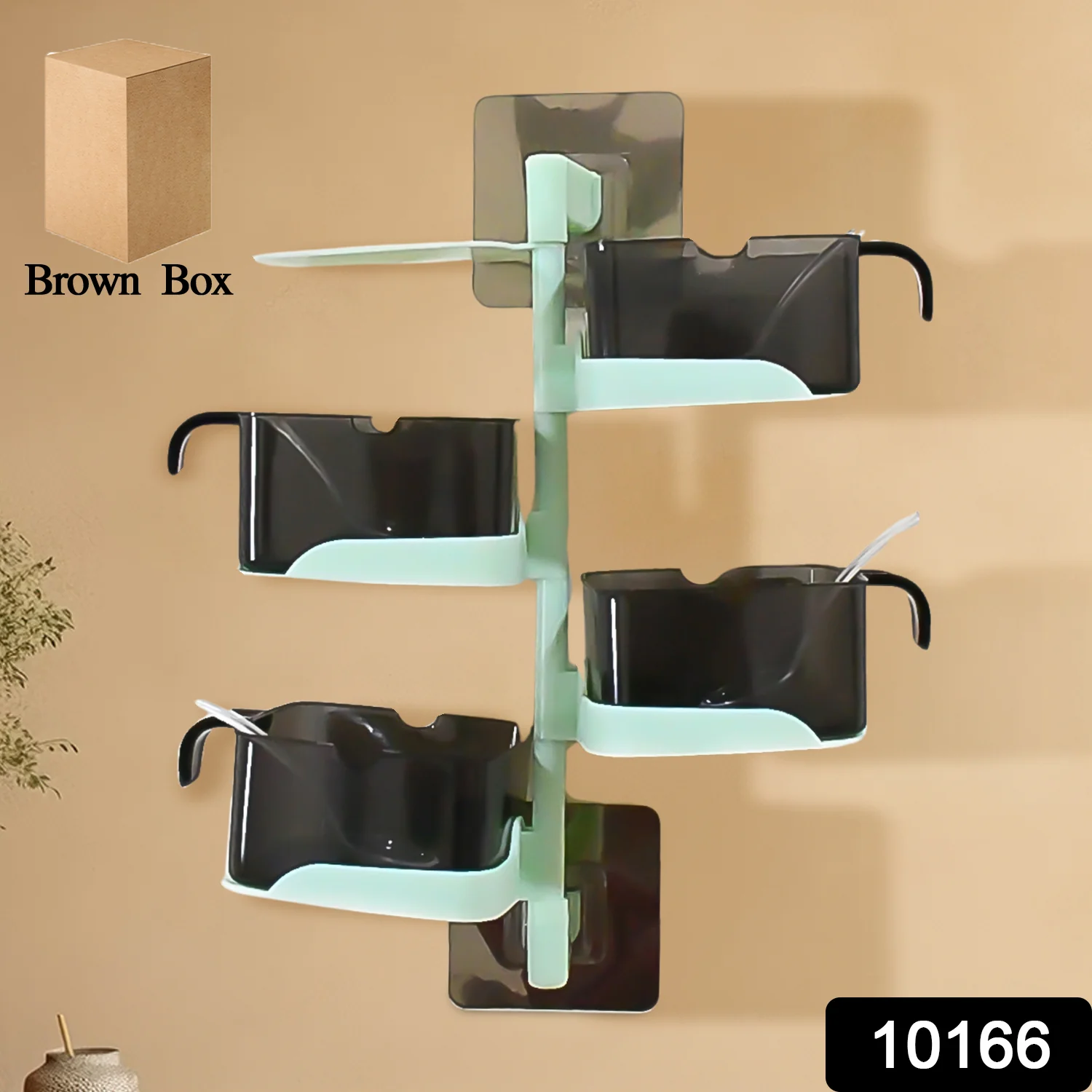 Rotating Spice Jars Vertical Rotatable Seasoning Box 4 Section / Tier With 4 Spoon (1 Set) - Image 2