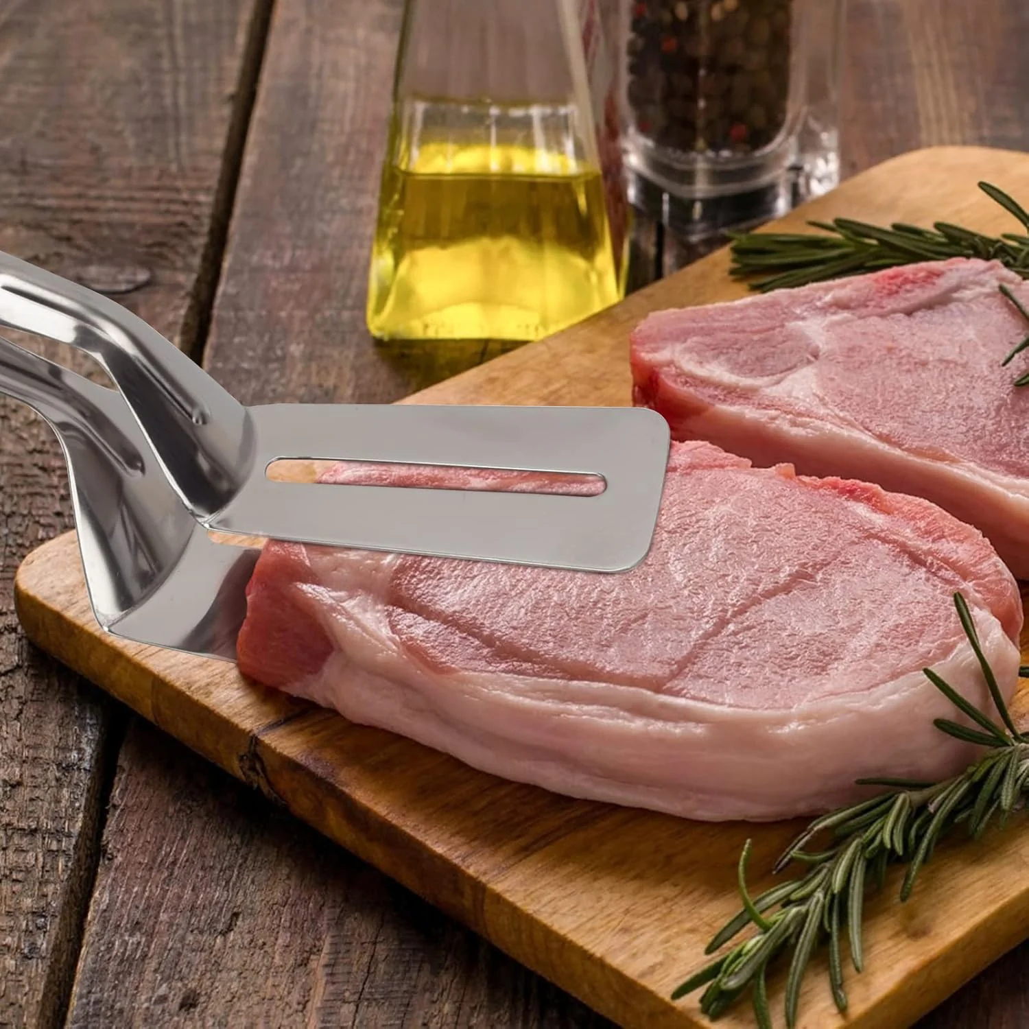 Stainless Steel Slotted Fish Tong – Double-Sided Cooking Spatula (1 Pc / 23 Cm) - Image 8
