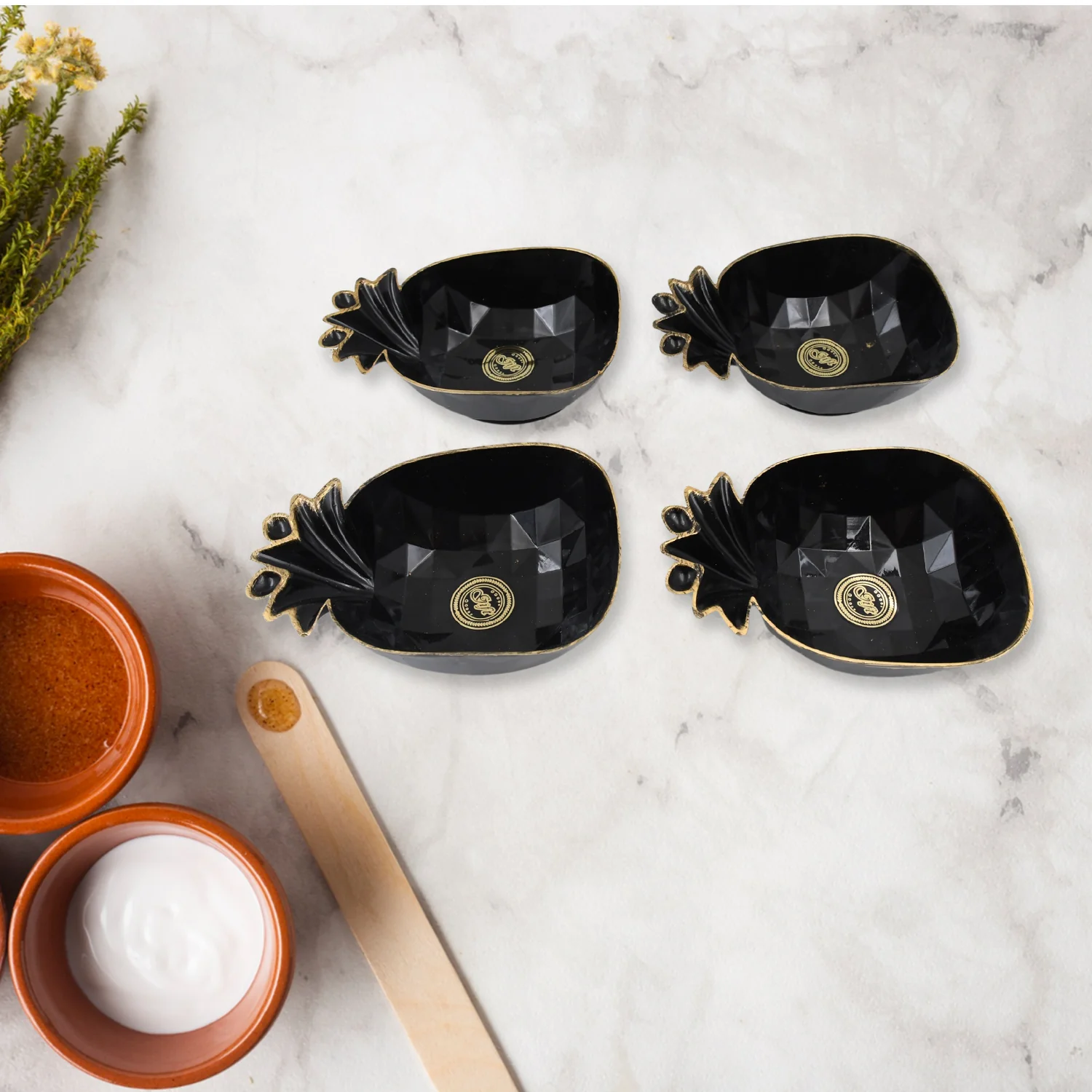 Pine Junction Ceramic Tea / cups / Mug Set Pineapple Shape Serving Bowl (12 Pcs set) - Image 3