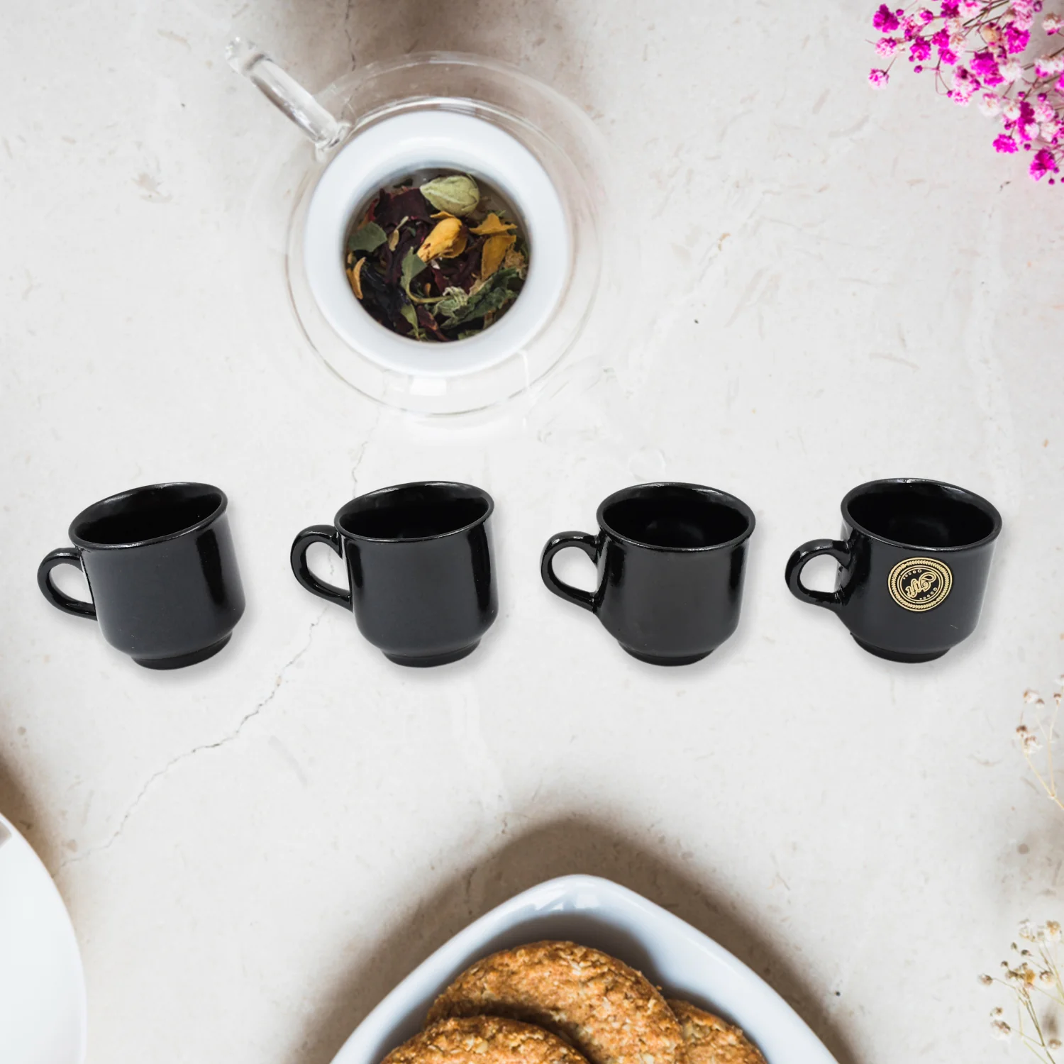 Pine Junction Ceramic Tea / cups / Mug Set Pineapple Shape Serving Bowl (12 Pcs set) - Image 4