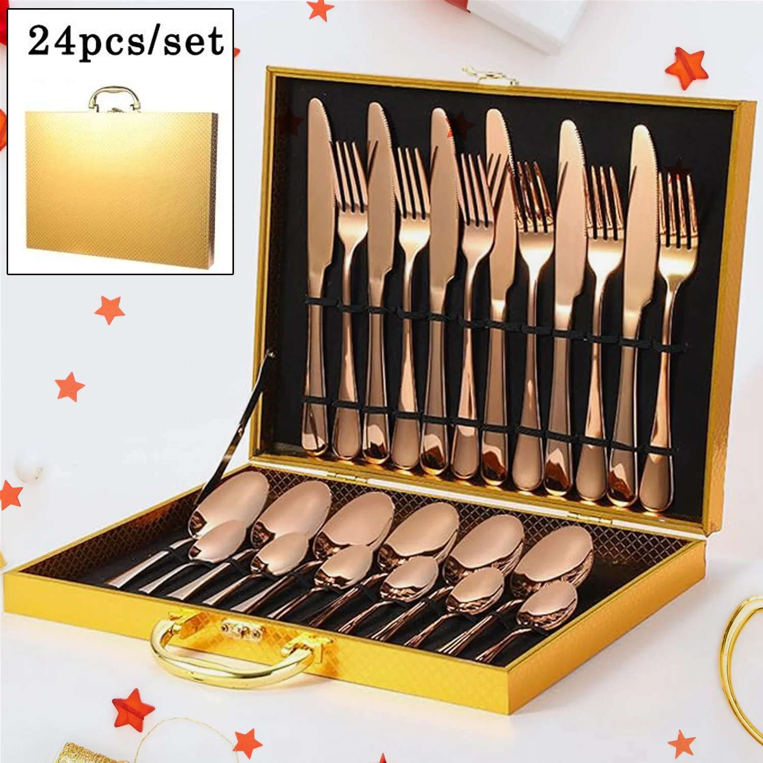 Kitchen Tableware / Flatware Sets Kitchen Forks Spoons with Gift Box (24 Pcs Set) - Image 4