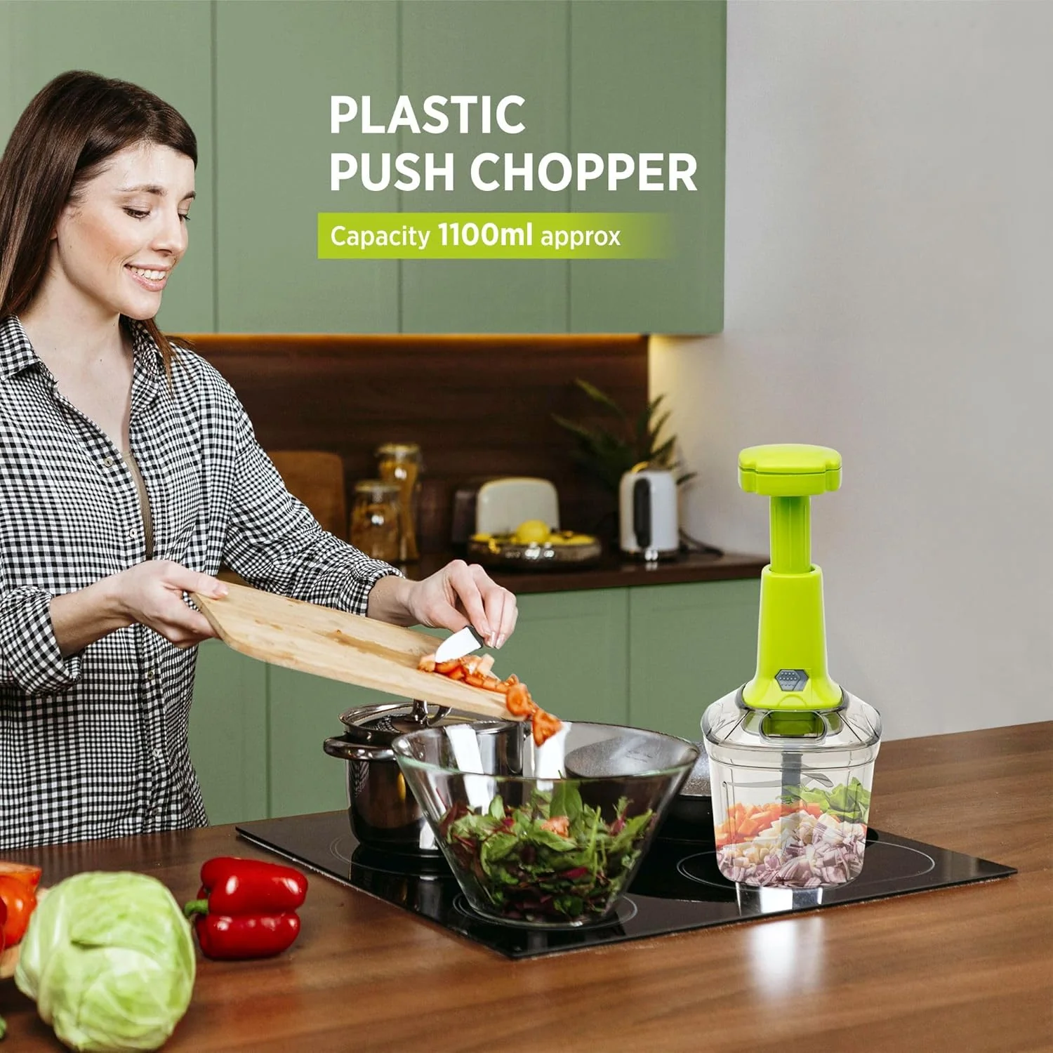 2in1 Press Vegetable Choppers for Kitchen (1100 ML) - Image 7