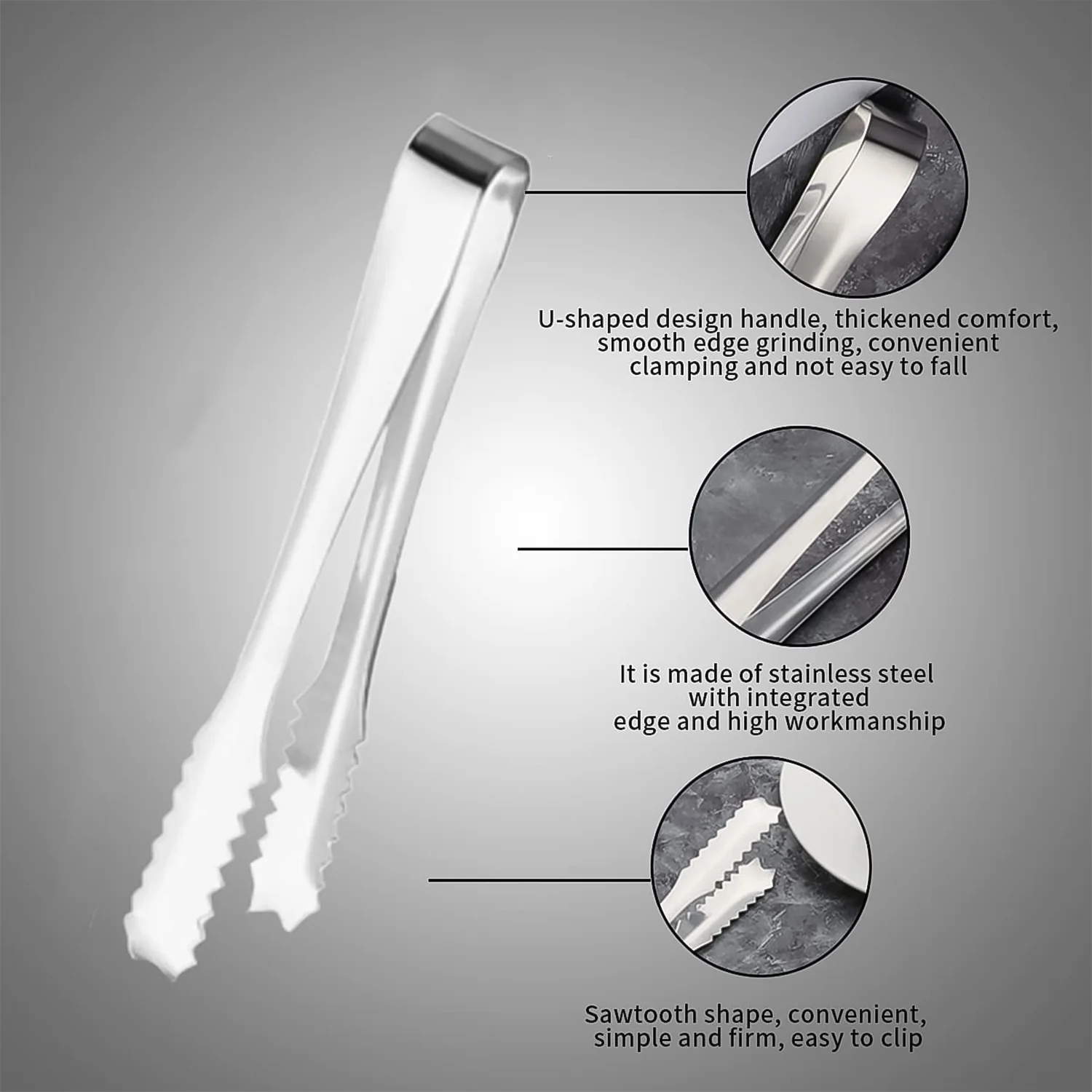 Stainless Steel Tong Lifting Ice Cubes, Sugar Cubes | Serving Tongs (13 Cm / 1 Pc) - Image 3