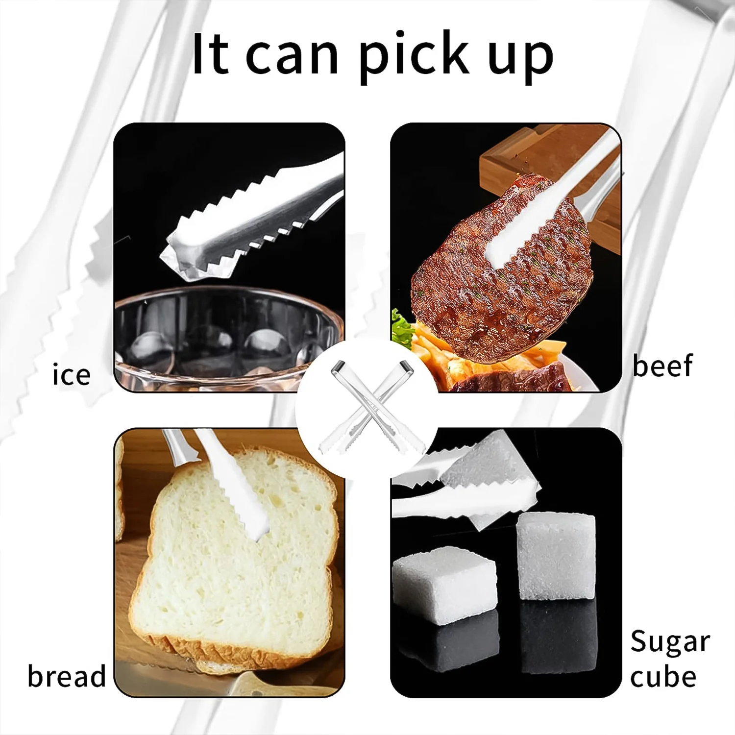 Stainless Steel Tong Lifting Ice Cubes, Sugar Cubes | Serving Tongs (13 Cm / 1 Pc) - Image 7