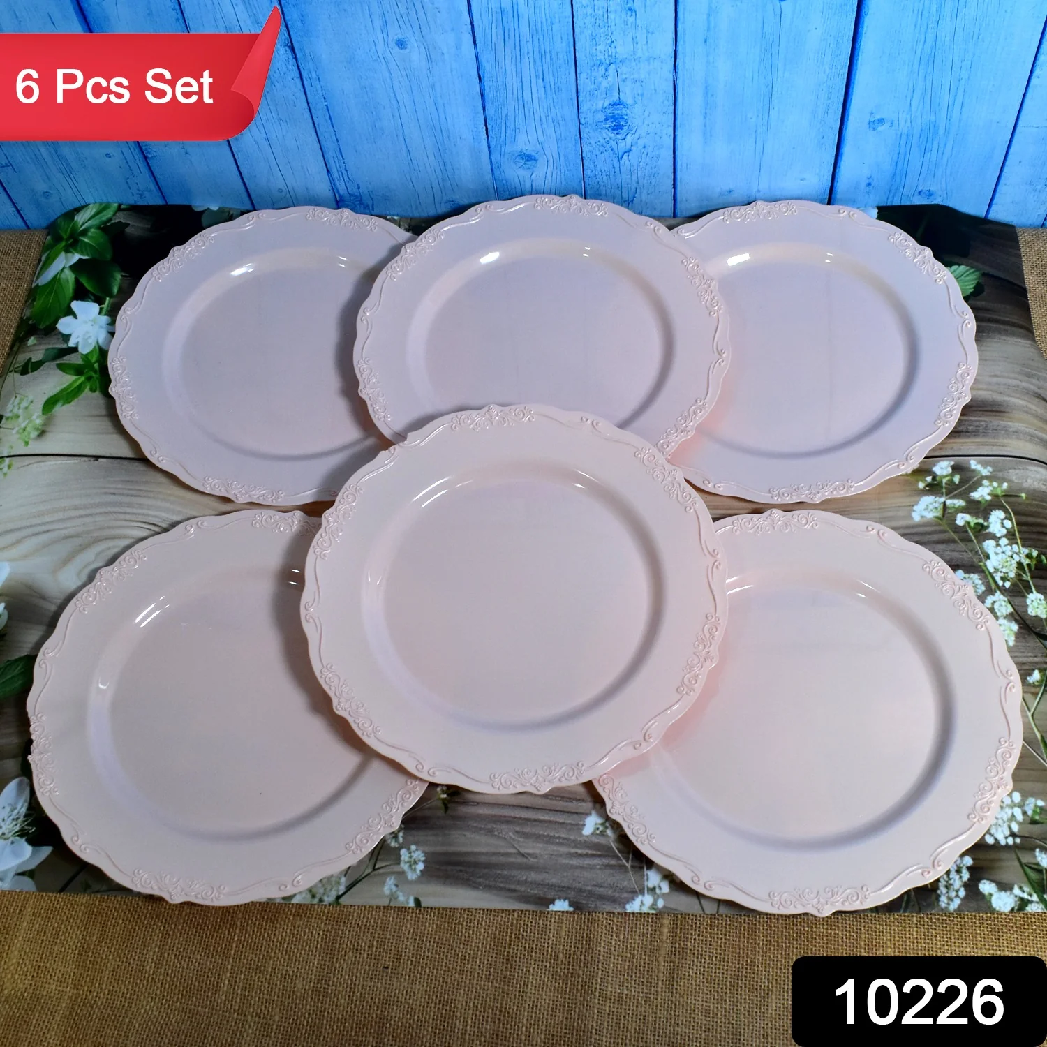 Plastic Dinner Plates Wedding Birthday Party Tableware Supplies (6 Pcs Set) - Image 2