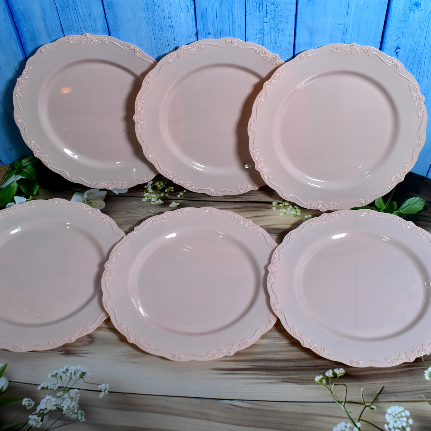 Plastic Dinner Plates Wedding Birthday Party Tableware Supplies (6 Pcs Set) - Image 3