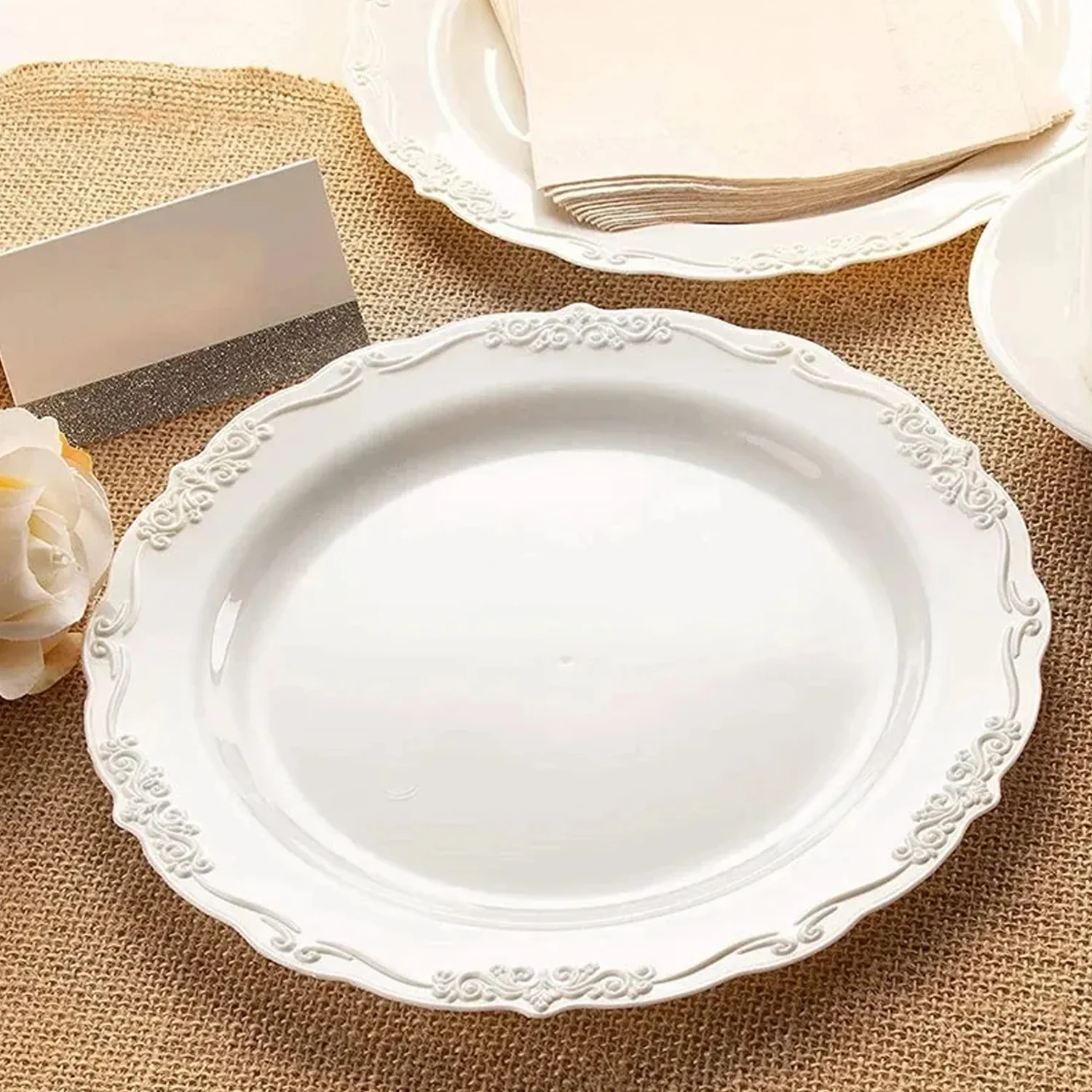Plastic Dinner Plates Wedding Birthday Party Tableware Supplies (6 Pcs Set) - Image 4