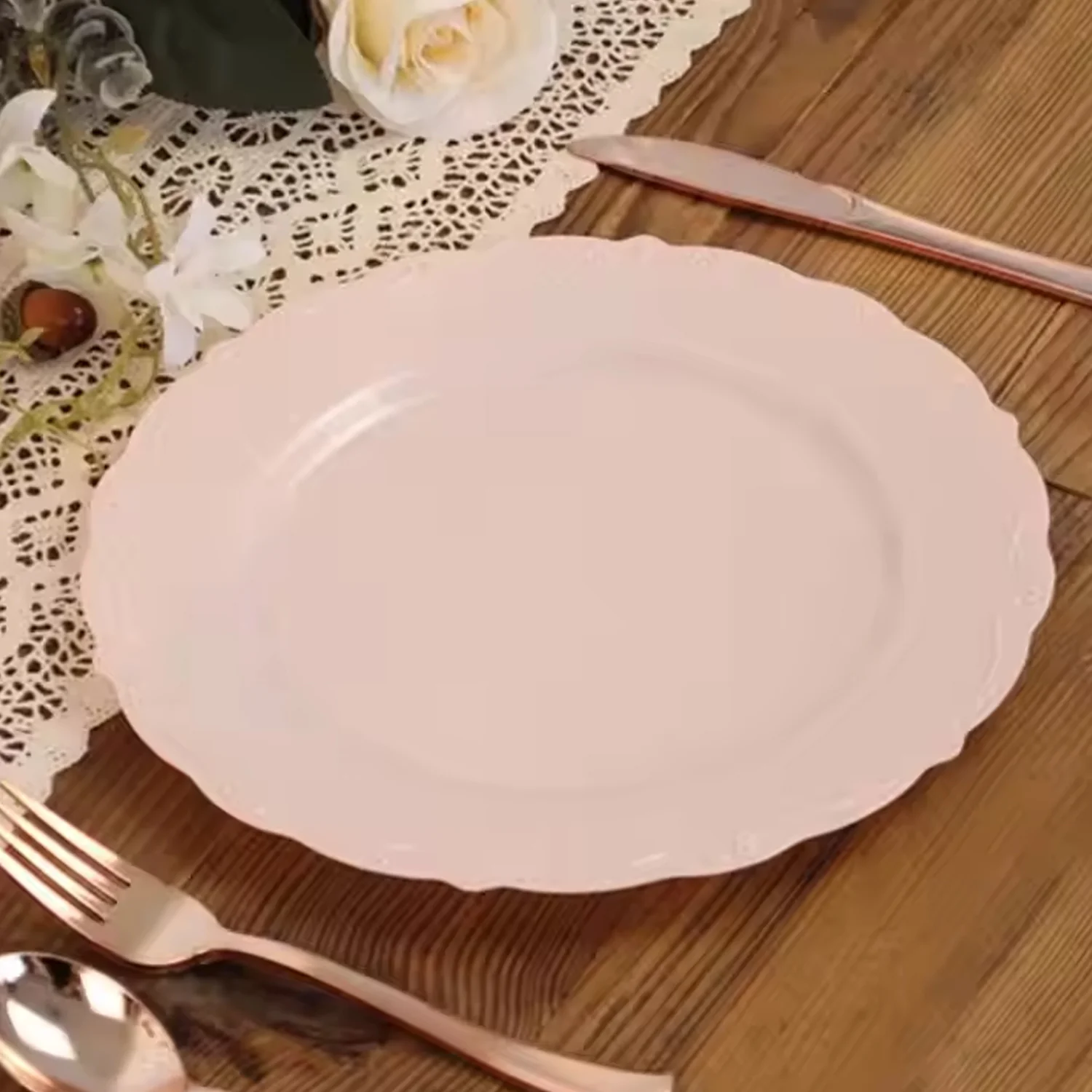 Plastic Dinner Plates Wedding Birthday Party Tableware Supplies (6 Pcs Set) - Image 6
