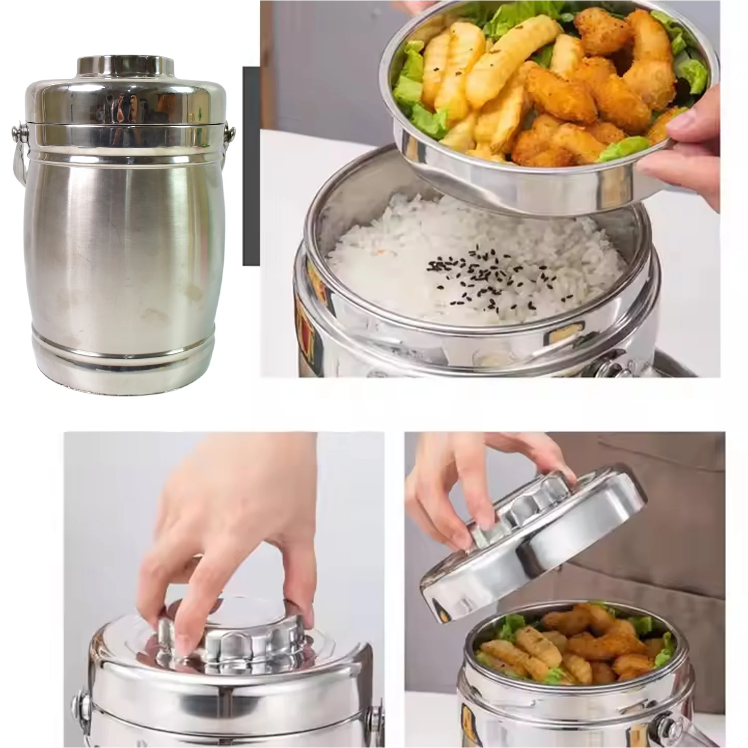Stainless Steel Lunch Box, Insulated Lunch Box Double Vacuum‑Layer (2.2 Ltr.) - Image 3