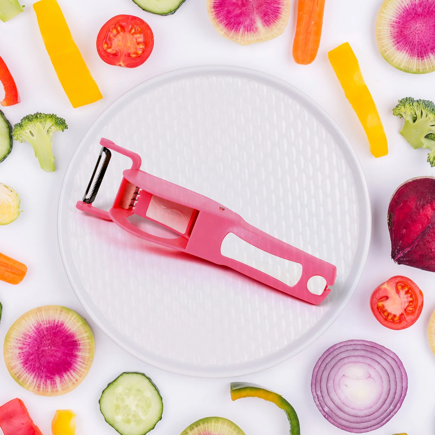 2-in-1 Vegetable & Fruit Cutter with 5-Blade Peeler (1 Pc / Multicolor) - Image 4