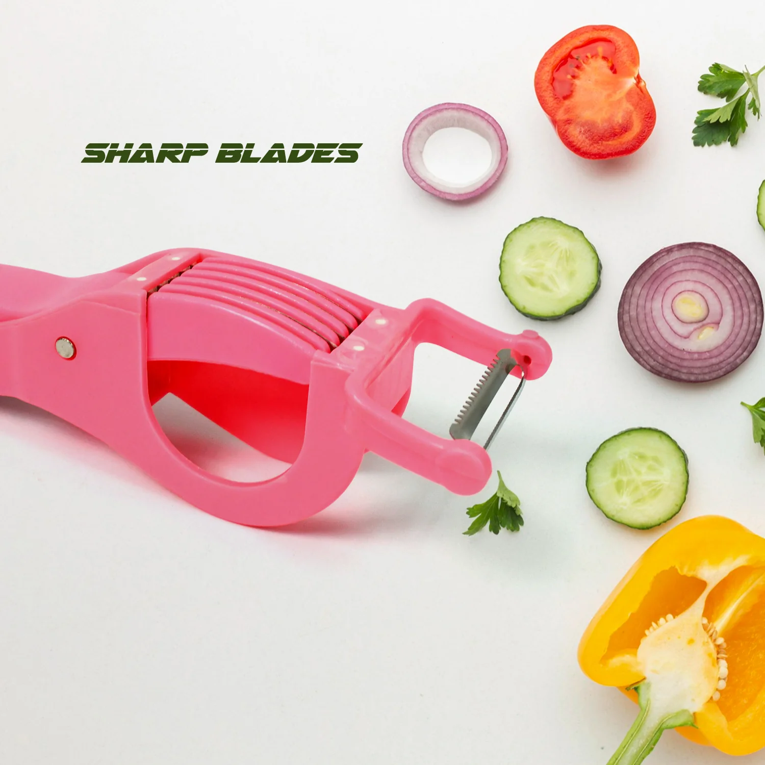 2-in-1 Vegetable & Fruit Cutter with 5-Blade Peeler (1 Pc / Multicolor) - Image 6