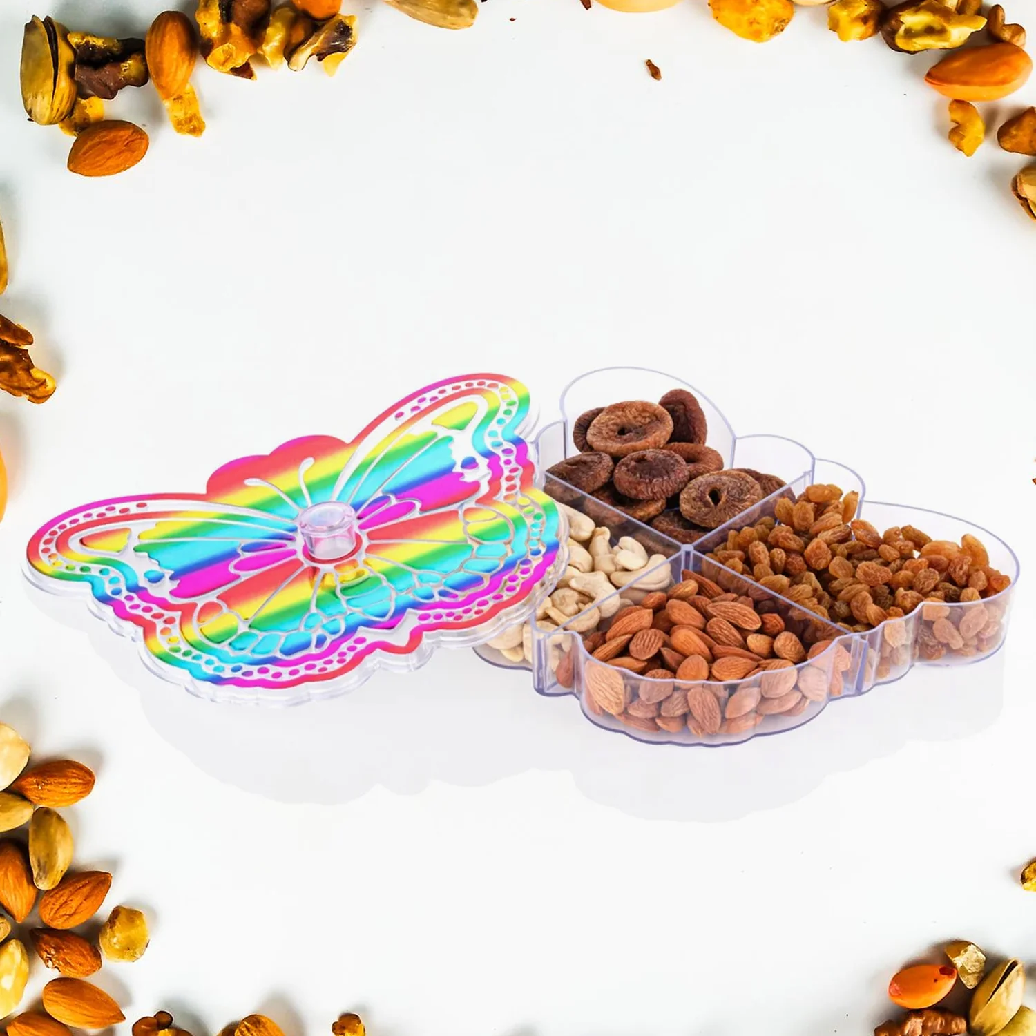 Butterfly Shape 4 Compartment Multipurpose Box | Dry Fruit Box (1 Pc) - Image 3