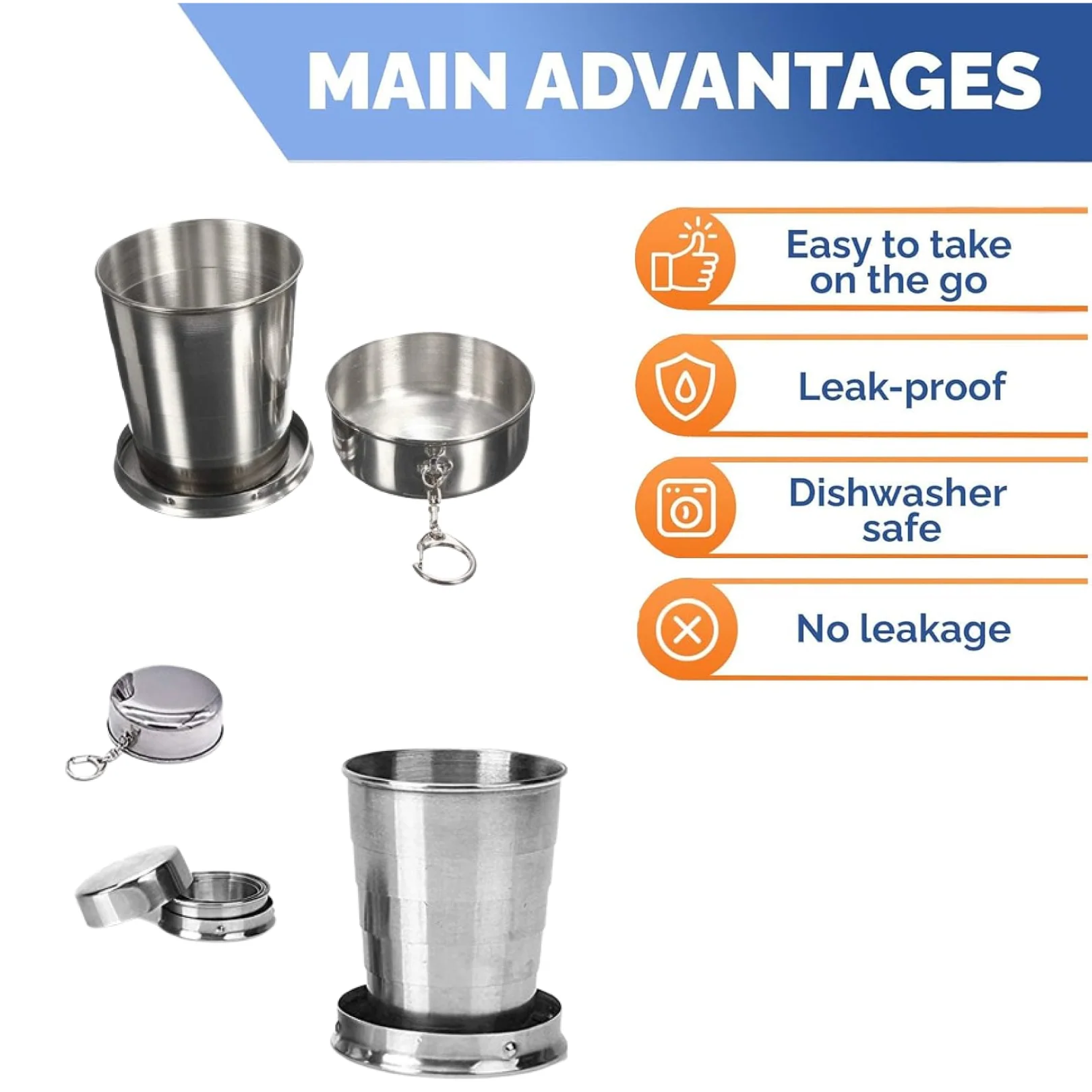 2 in 1 Camping Folding Cup with Keychain (1 Pc) - Image 2