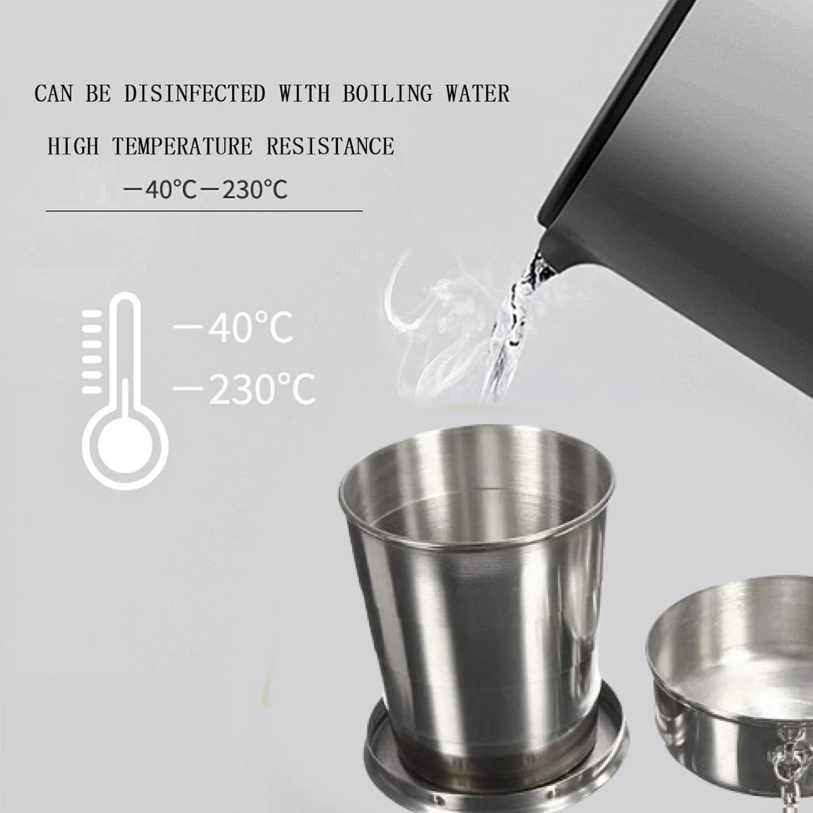 2 in 1 Camping Folding Cup with Keychain (1 Pc) - Image 3