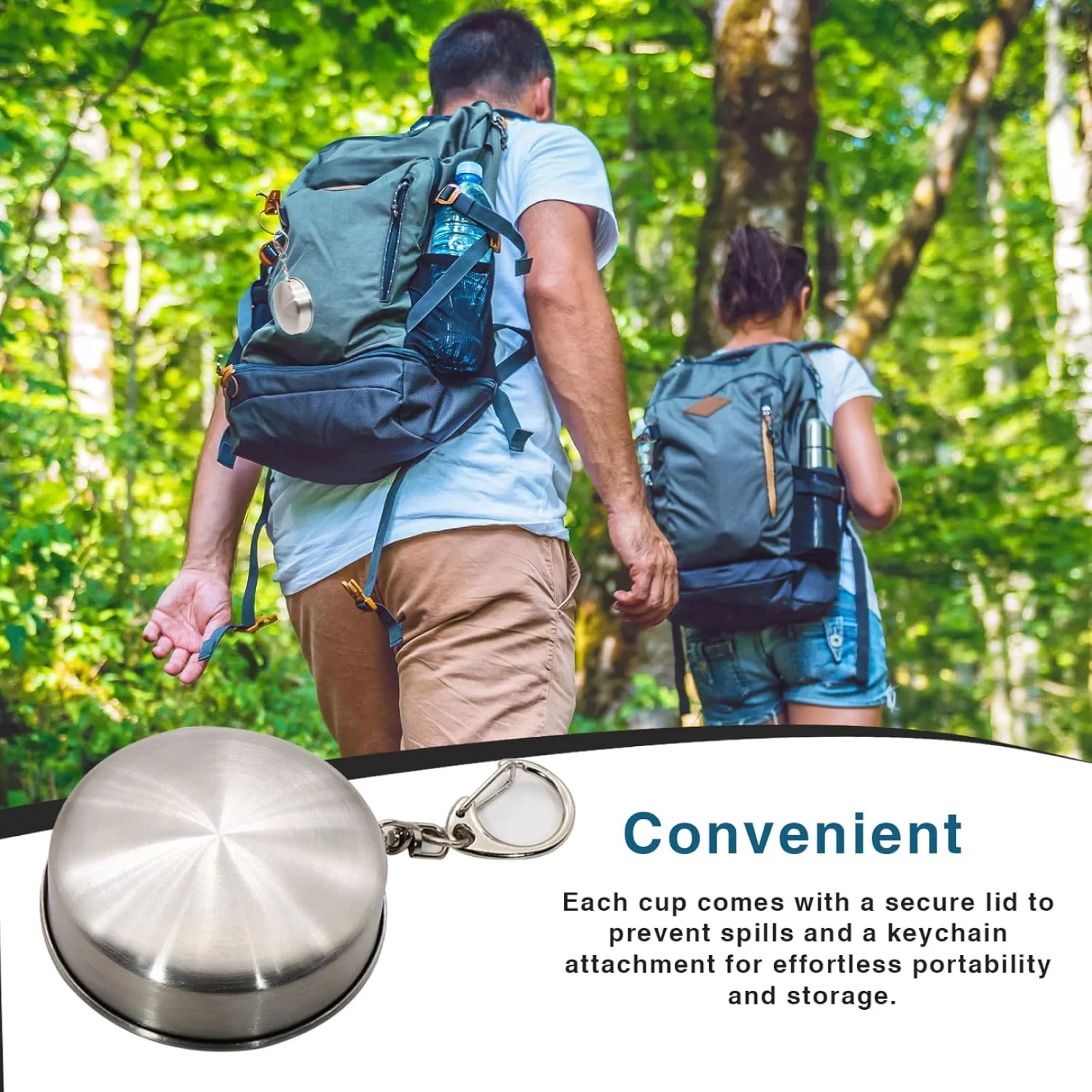 2 in 1 Camping Folding Cup with Keychain (1 Pc) - Image 5