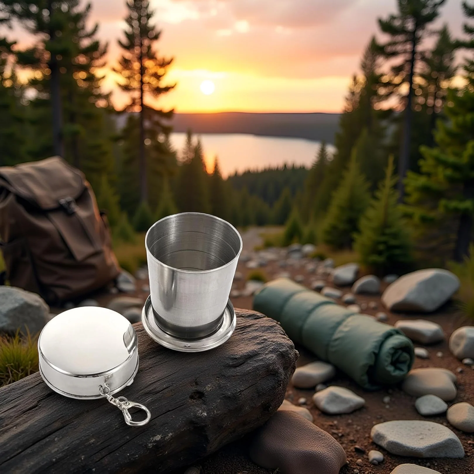 2 in 1 Camping Folding Cup with Keychain (1 Pc) - Image 6