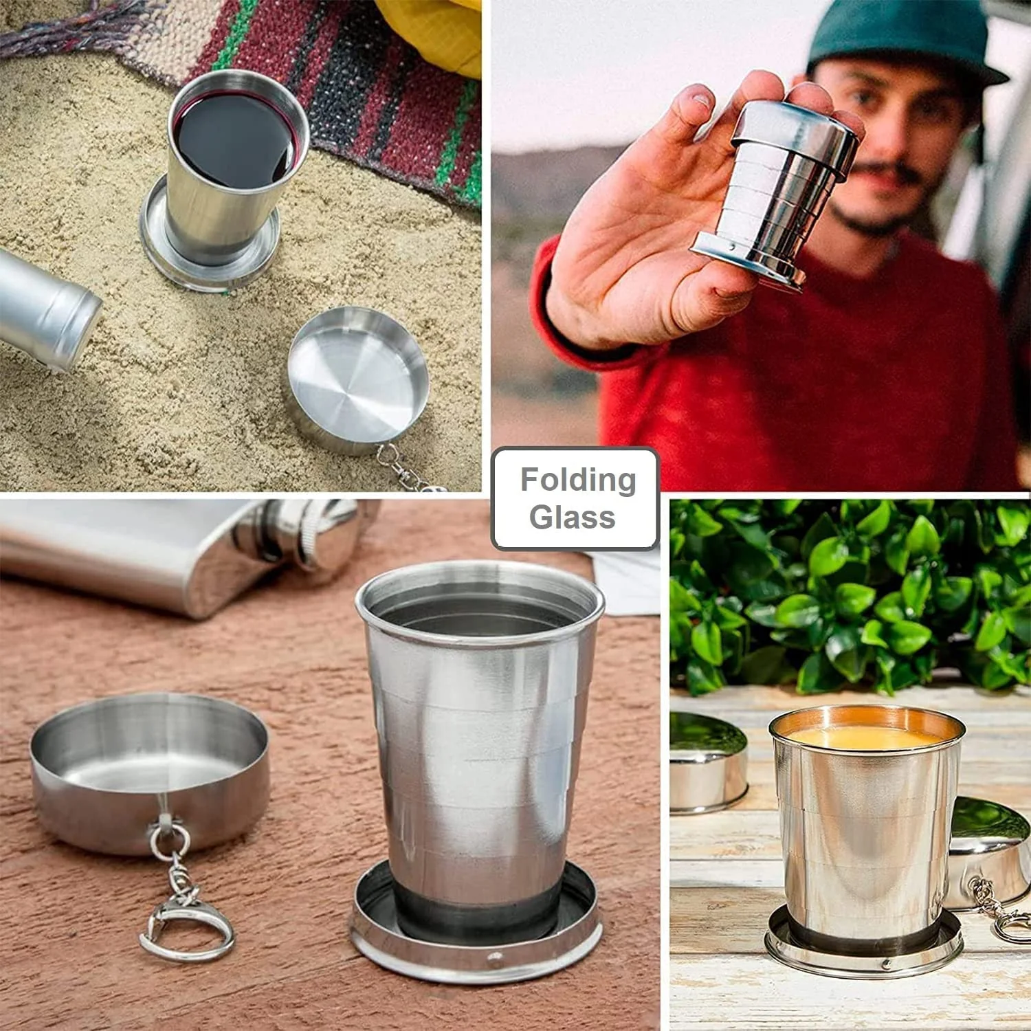 2 in 1 Camping Folding Cup with Keychain (1 Pc) - Image 7