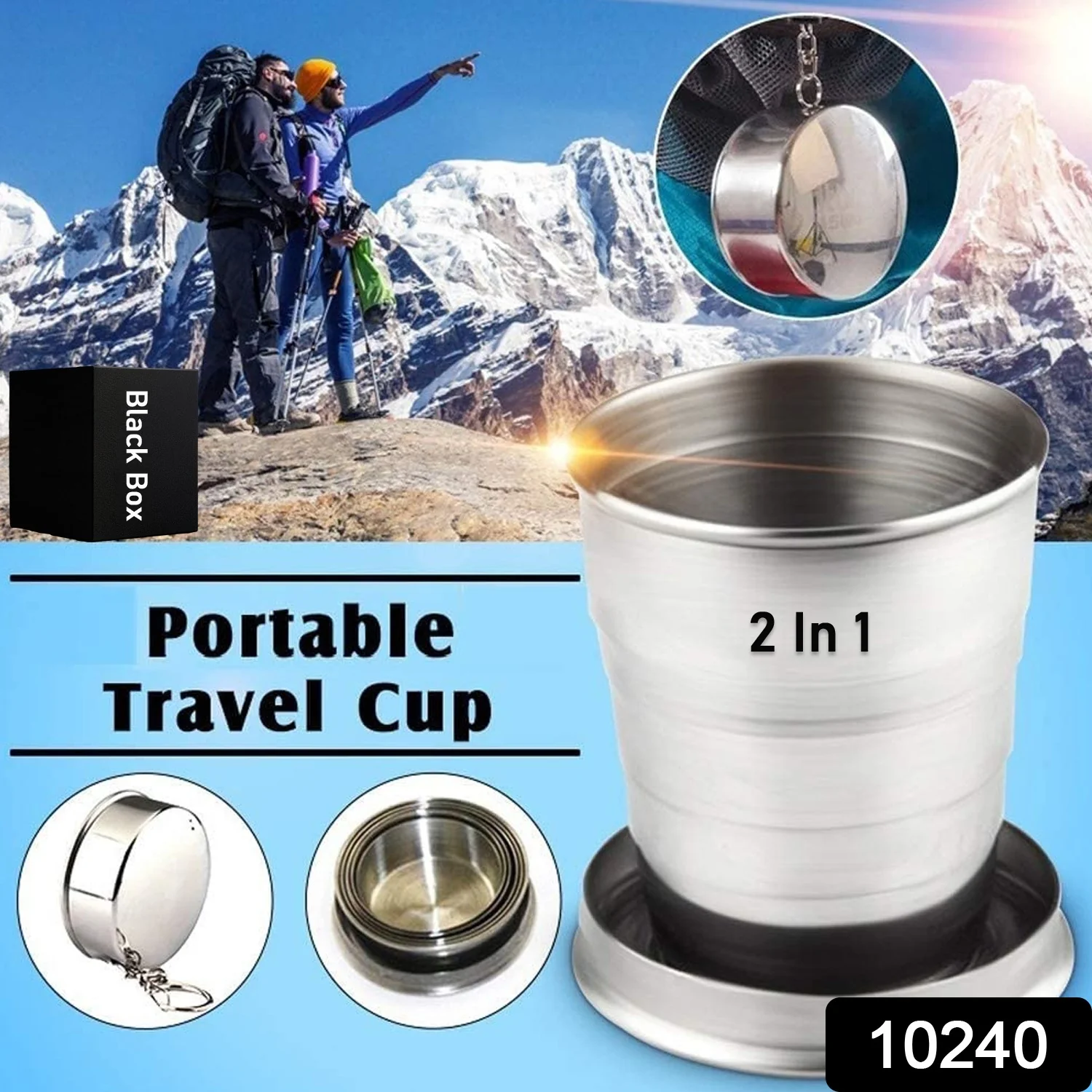2 in 1 Camping Folding Cup with Keychain (1 Pc) - Image 8