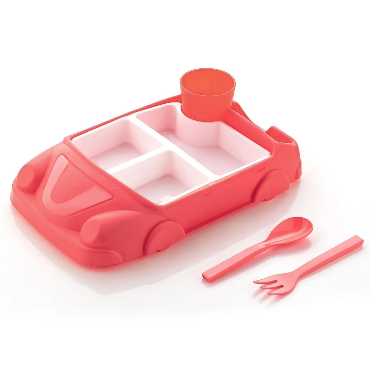 Kid's Car Shaped Plates Cup / Lunch Box Dinnerware (4 Pcs Set / 1000 ML Lunch Box) - Image 10