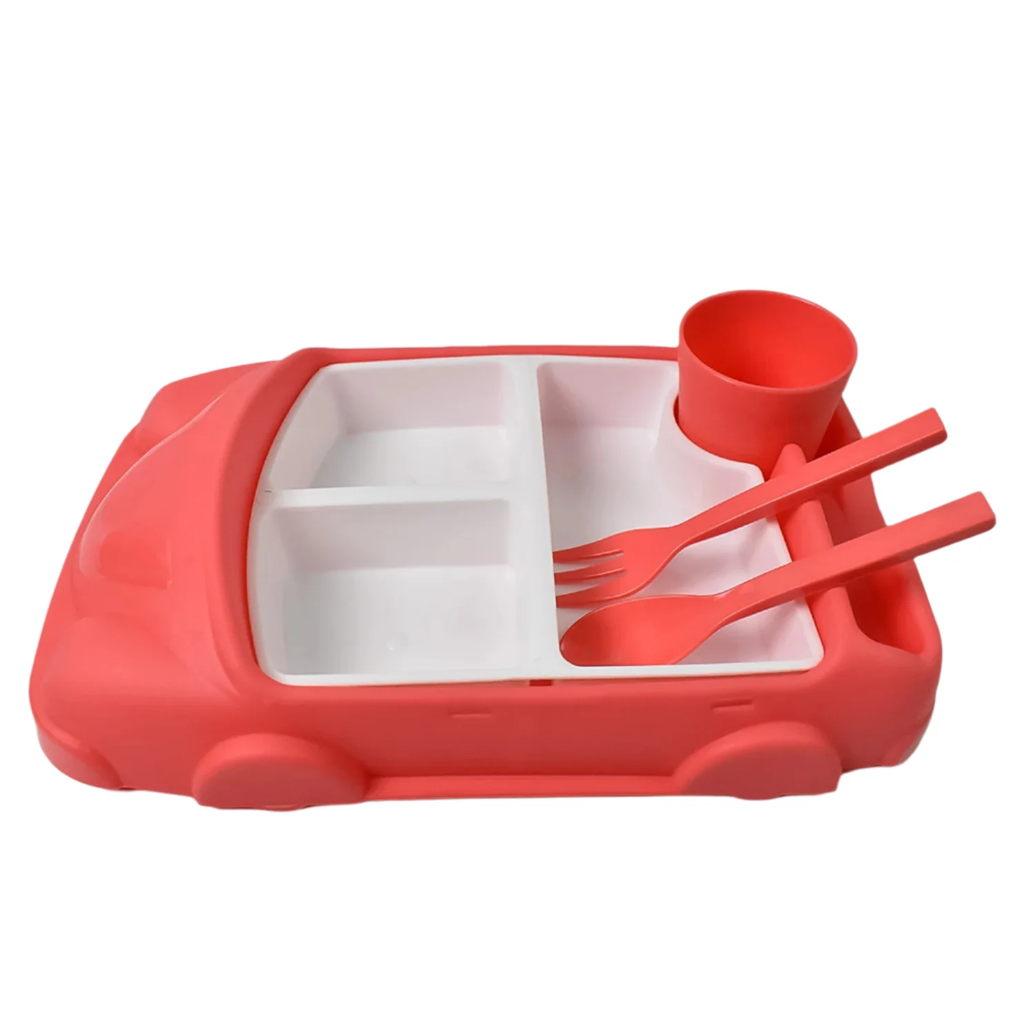 Kid's Car Shaped Plates Cup / Lunch Box Dinnerware (4 Pcs Set / 1000 ML Lunch Box) - Image 5