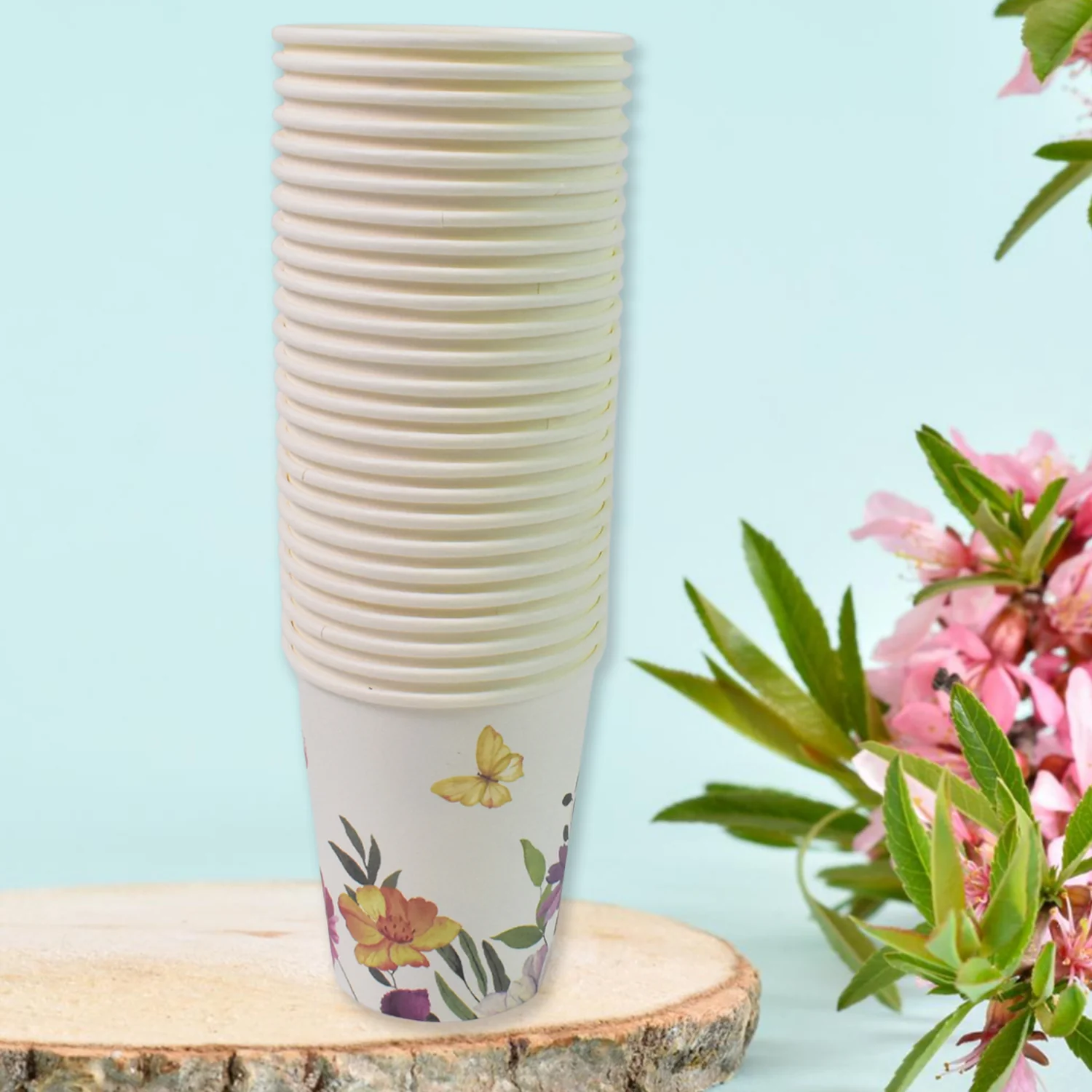 Disposable Paper Cups, Disposable Tea, Coffee Cups (24 Pcs Set / Mix Color & Design) - Image 3