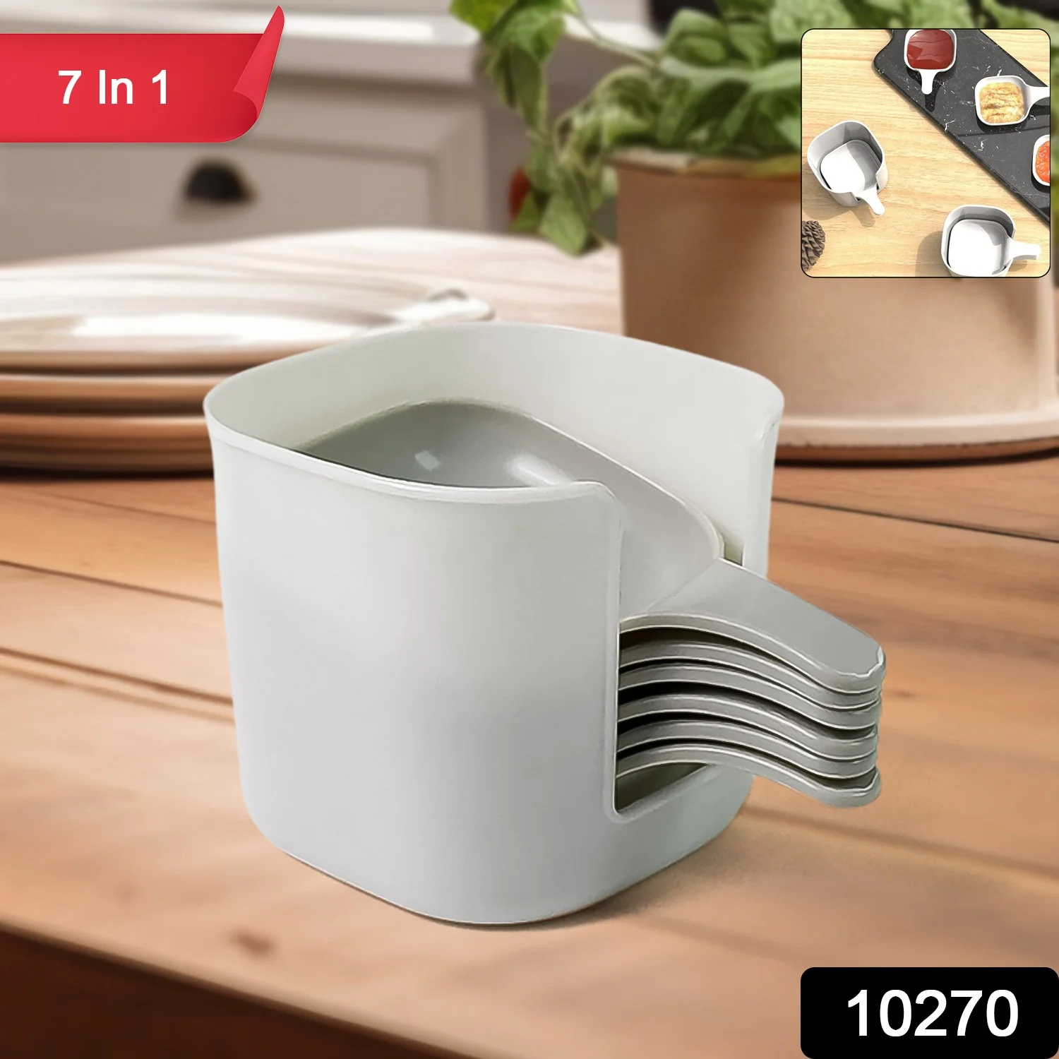 7 in 1 Side Dish Dip Bowl Set with Handle Mini Dipping Bowls (7 Pcs Set) - Image 2