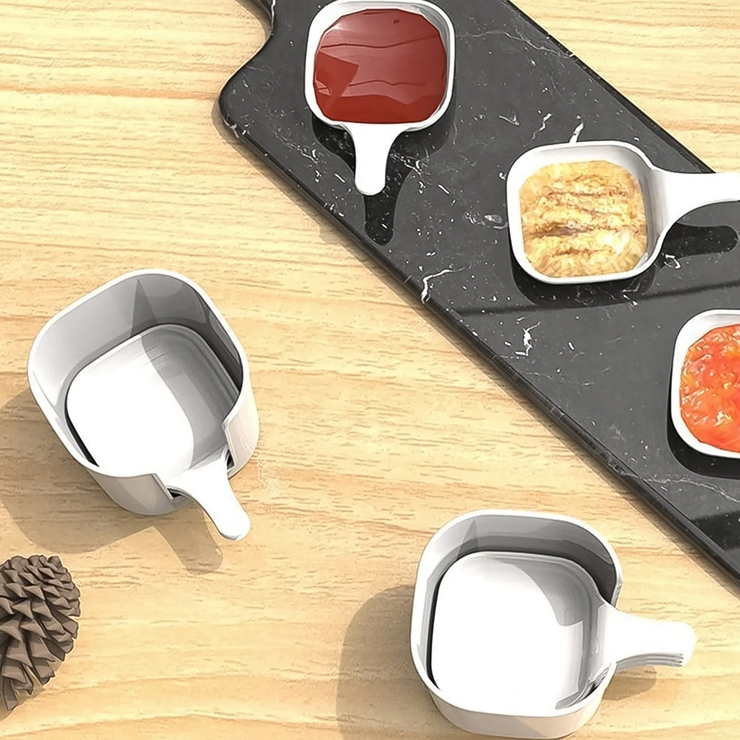 7 in 1 Side Dish Dip Bowl Set with Handle Mini Dipping Bowls (7 Pcs Set) - Image 8