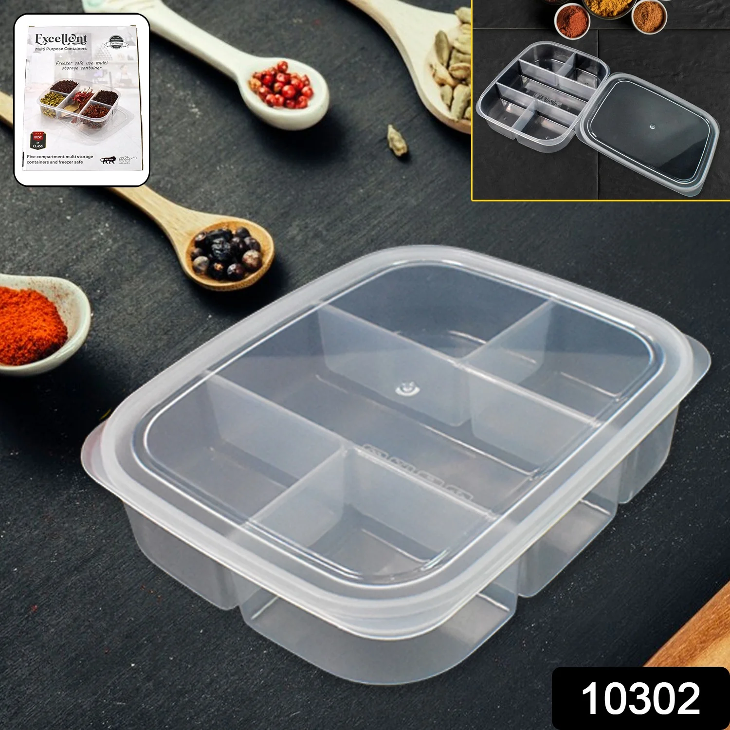 Plastic 5- Compartment Excellent container Reusable Lunch Box (1 Pc) - Image 2