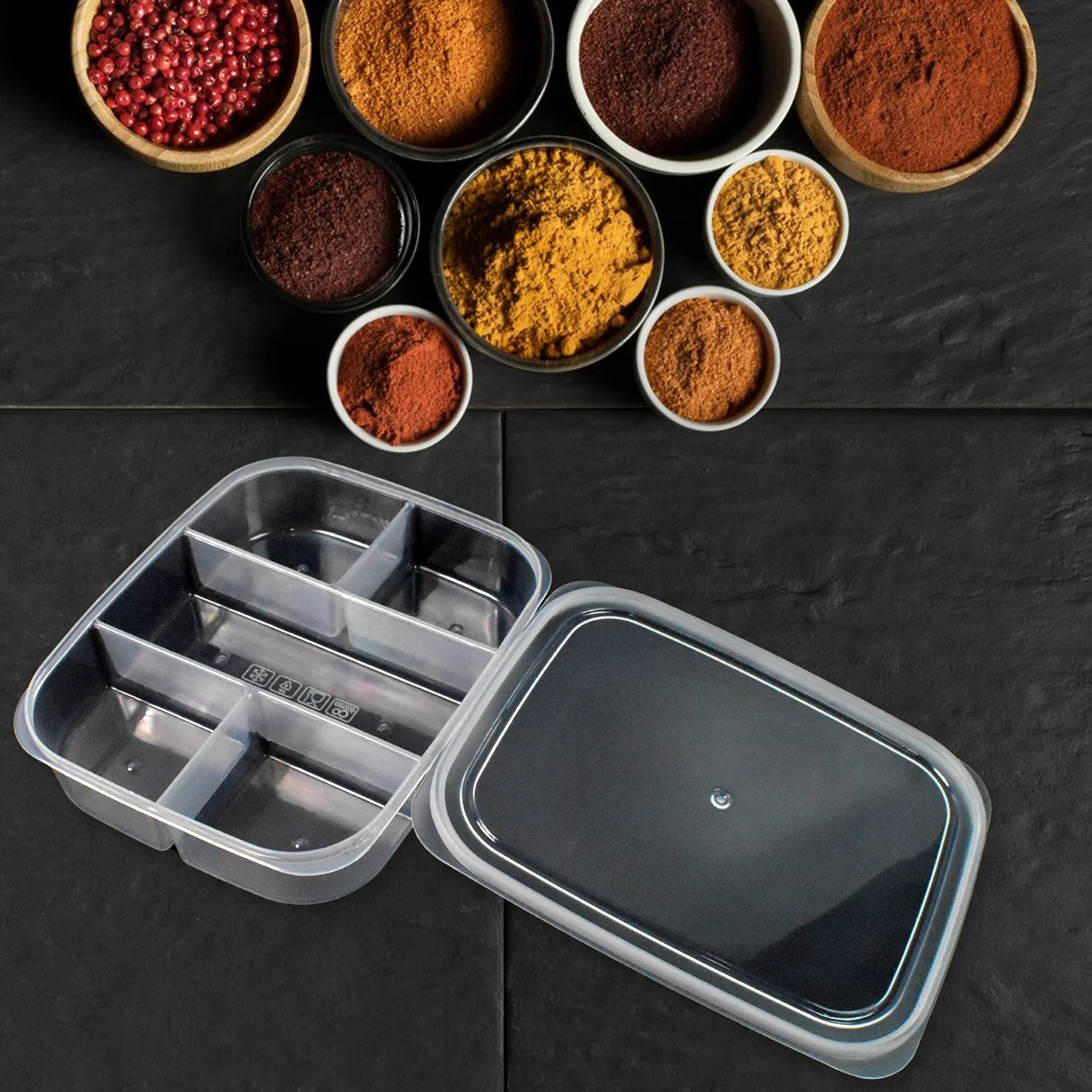 Plastic 5- Compartment Excellent container Reusable Lunch Box (1 Pc) - Image 4