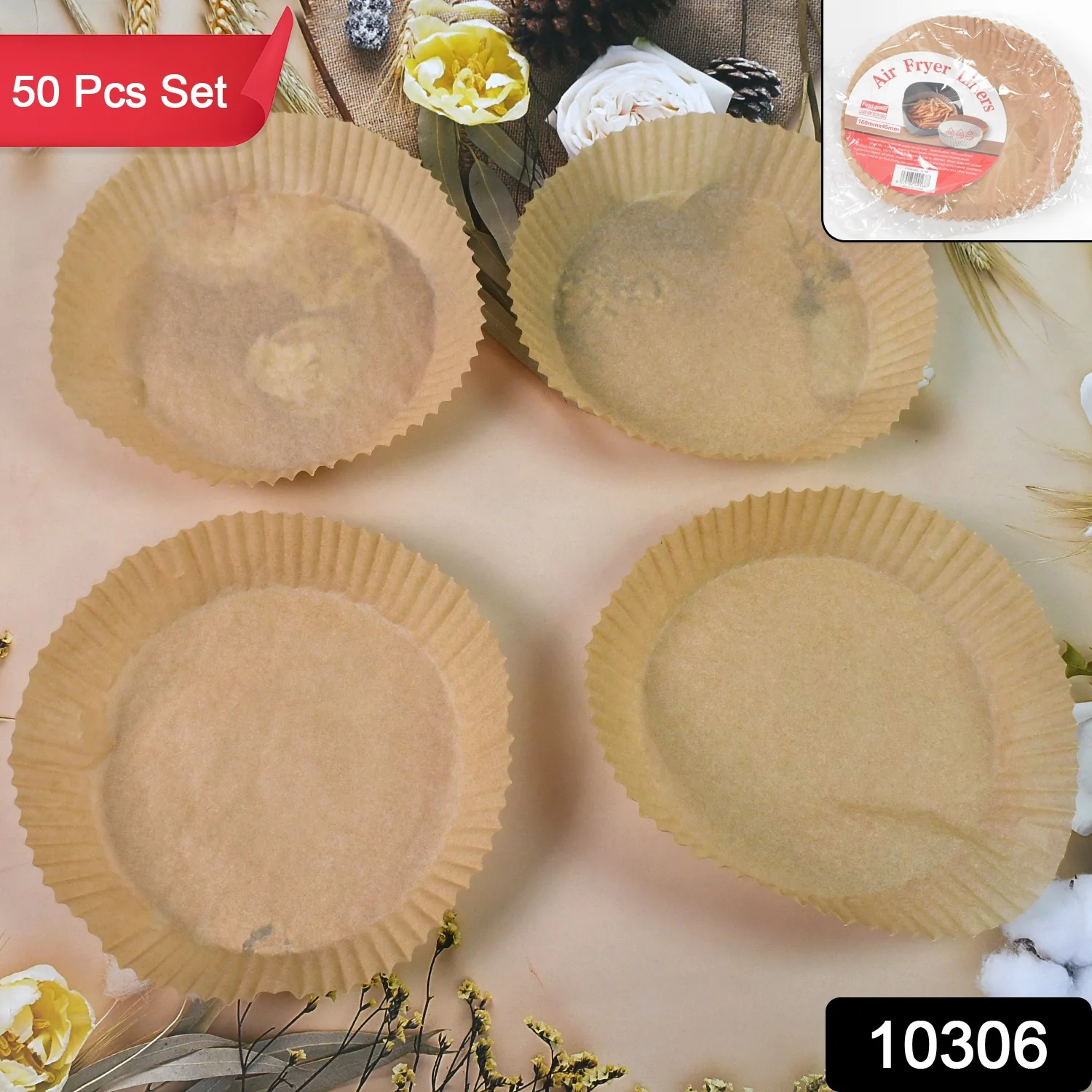 Round Air Fryer Disposable Paper Liner (50 Pcs Set / 160mmx45mm) - Image 2