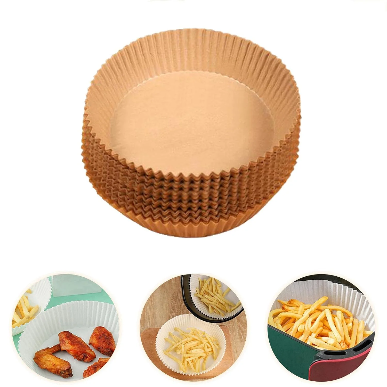 Round Air Fryer Disposable Paper Liner (50 Pcs Set / 160mmx45mm) - Image 4