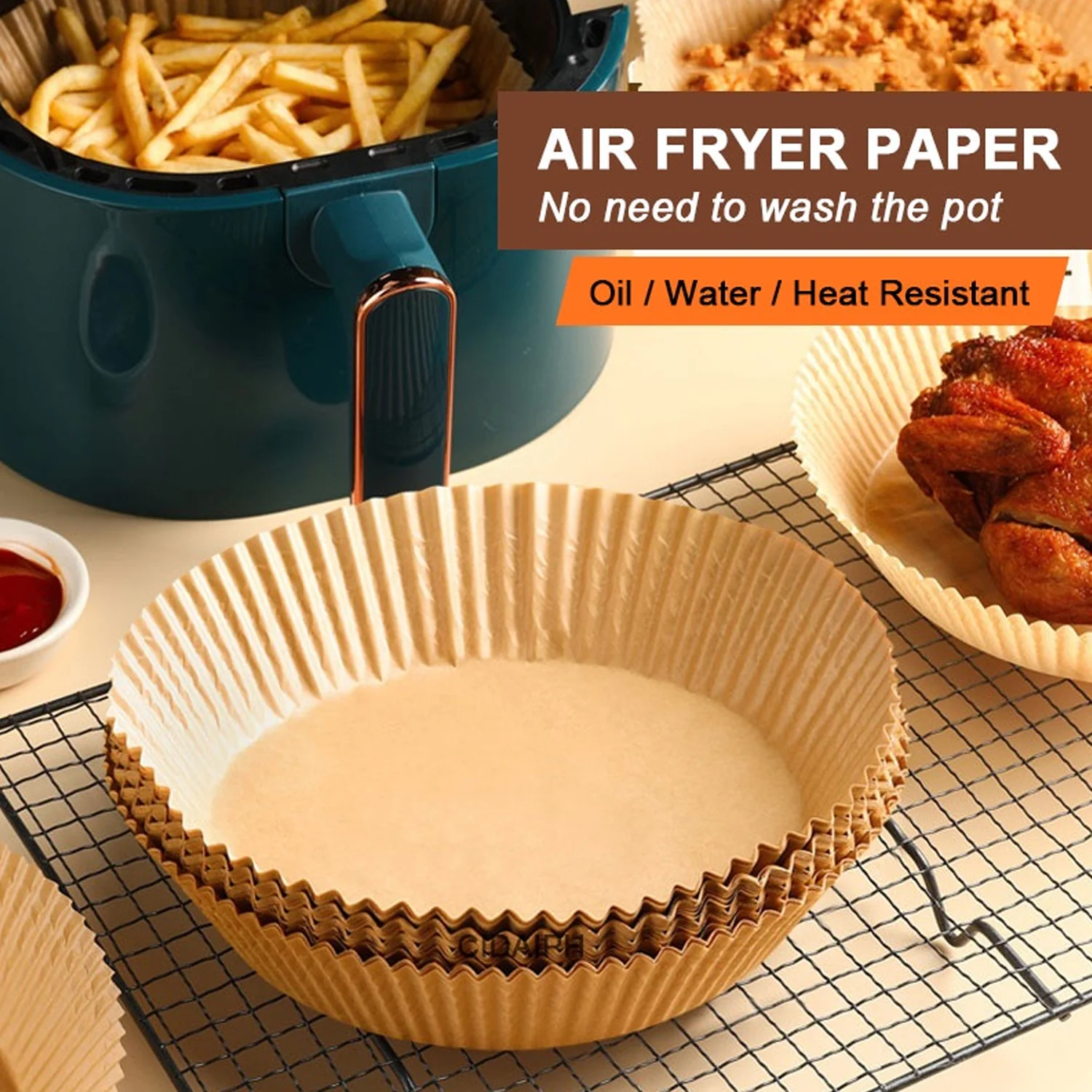 Round Air Fryer Disposable Paper Liner (50 Pcs Set / 160mmx45mm) - Image 8