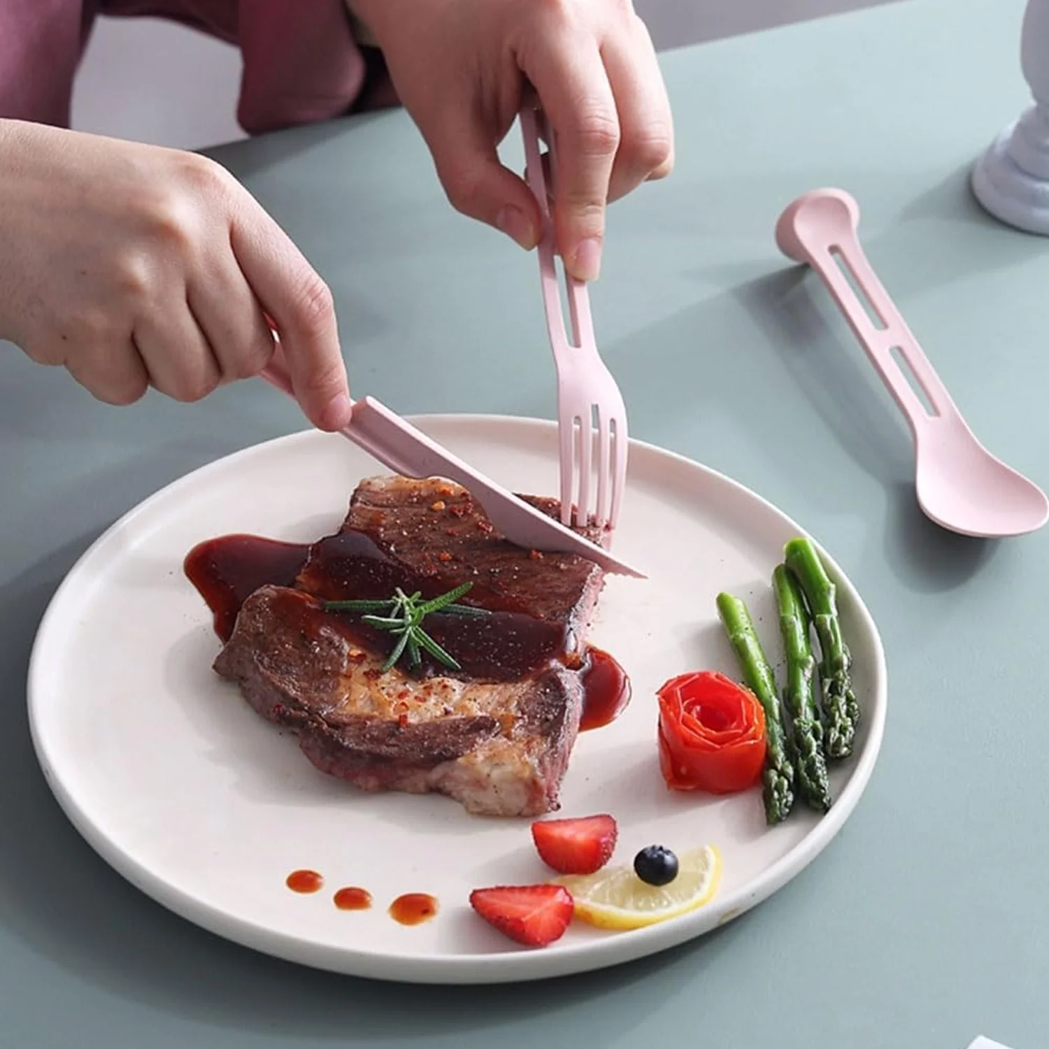 3 in 1 Reusable Spoon, Knife Forks Tableware, Spoon (3 Pcs Set) - Image 6