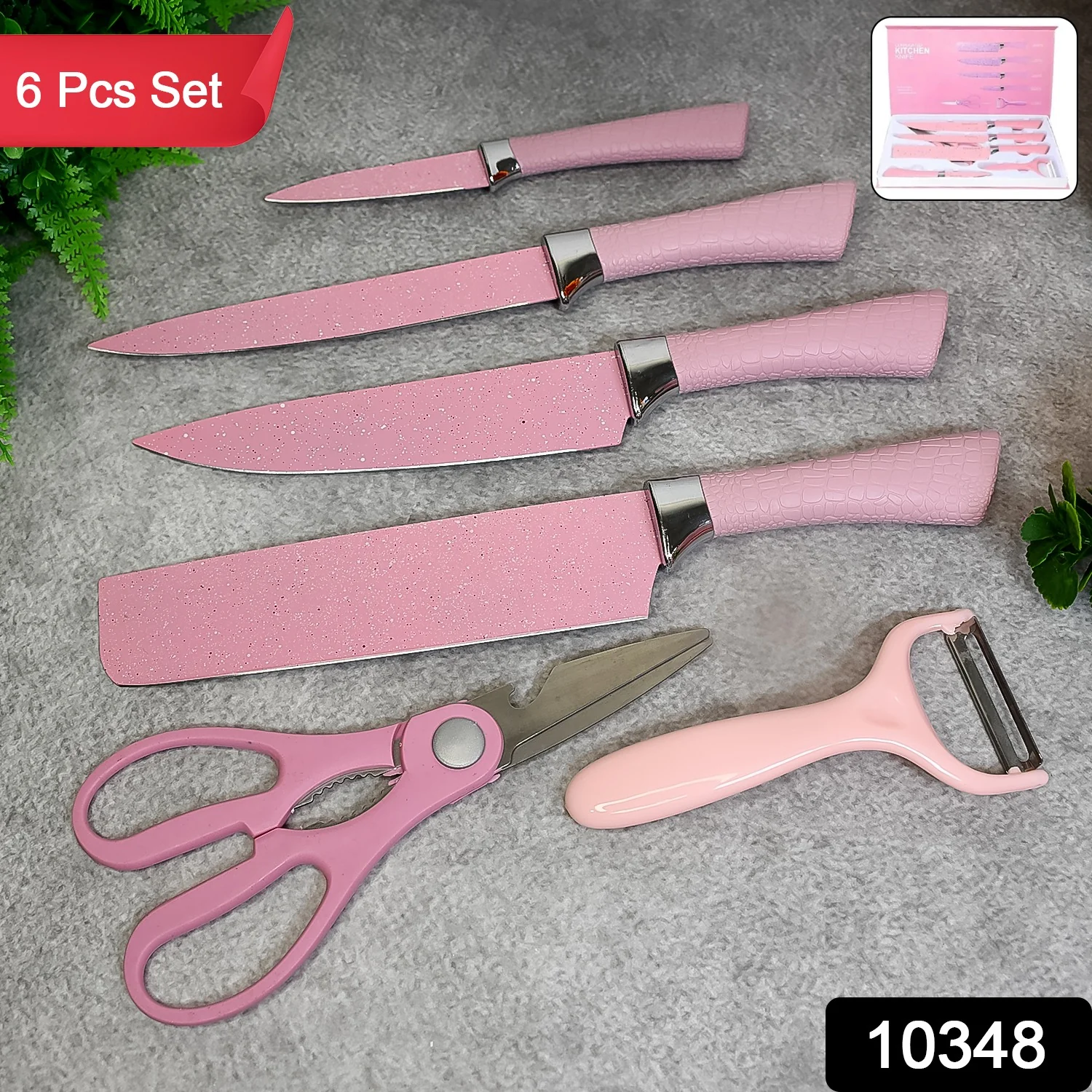 Stainless Steel Non Stick Ceramic Coating 6 Pcs Chef Kitchen Knife Set - Image 2