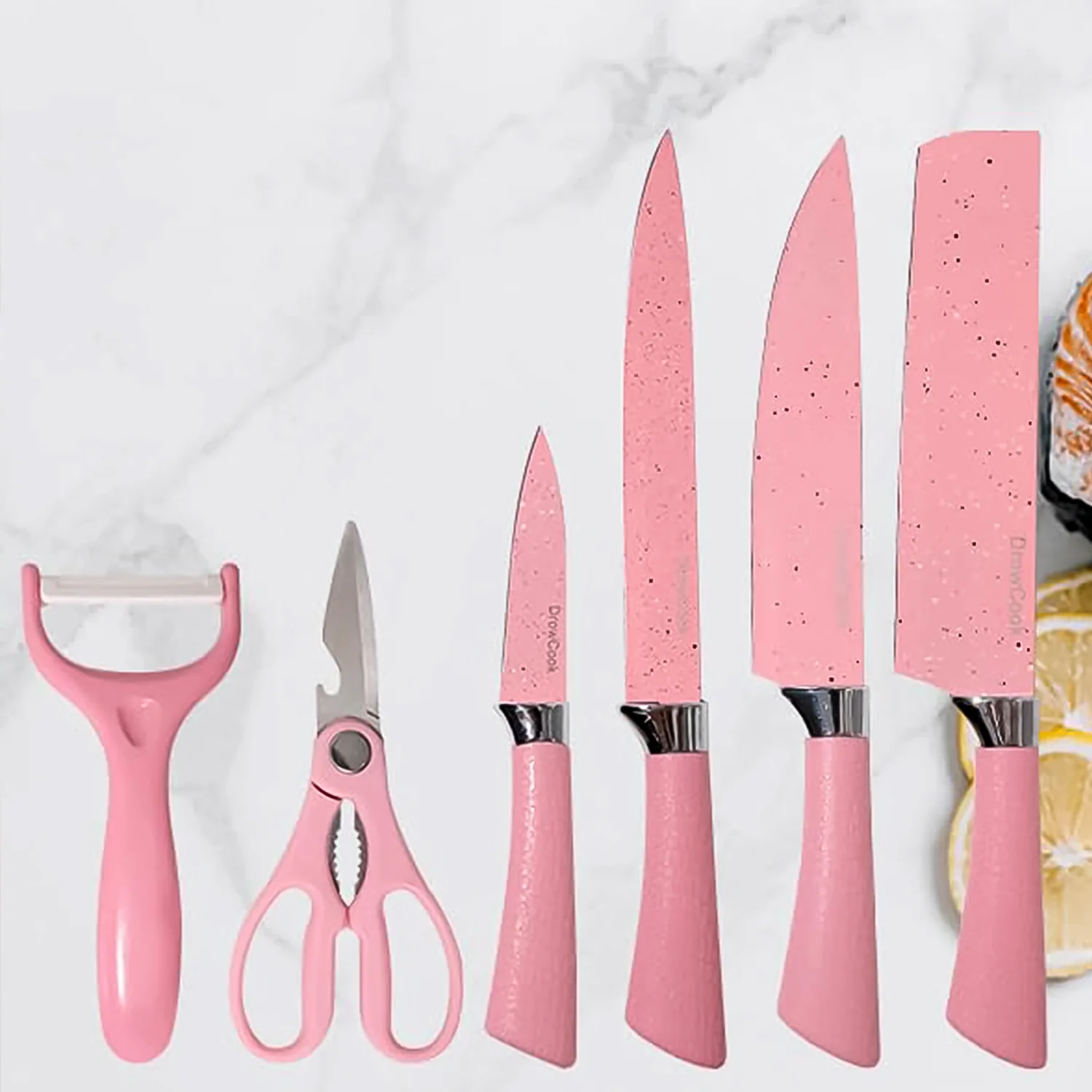 Stainless Steel Non Stick Ceramic Coating 6 Pcs Chef Kitchen Knife Set - Image 5
