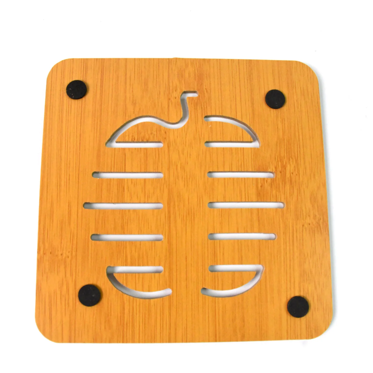 Square Bamboo Wood Table Place mat Hot Pot Cup Mat Tea Coaster(14×14 Cm / 1 Pc) - Image 3
