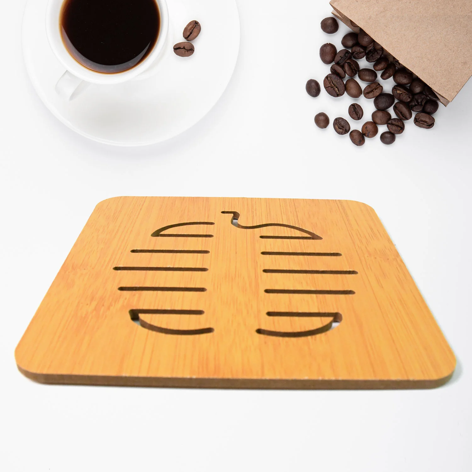 Square Bamboo Wood Table Place mat Hot Pot Cup Mat Tea Coaster(14×14 Cm / 1 Pc) - Image 5