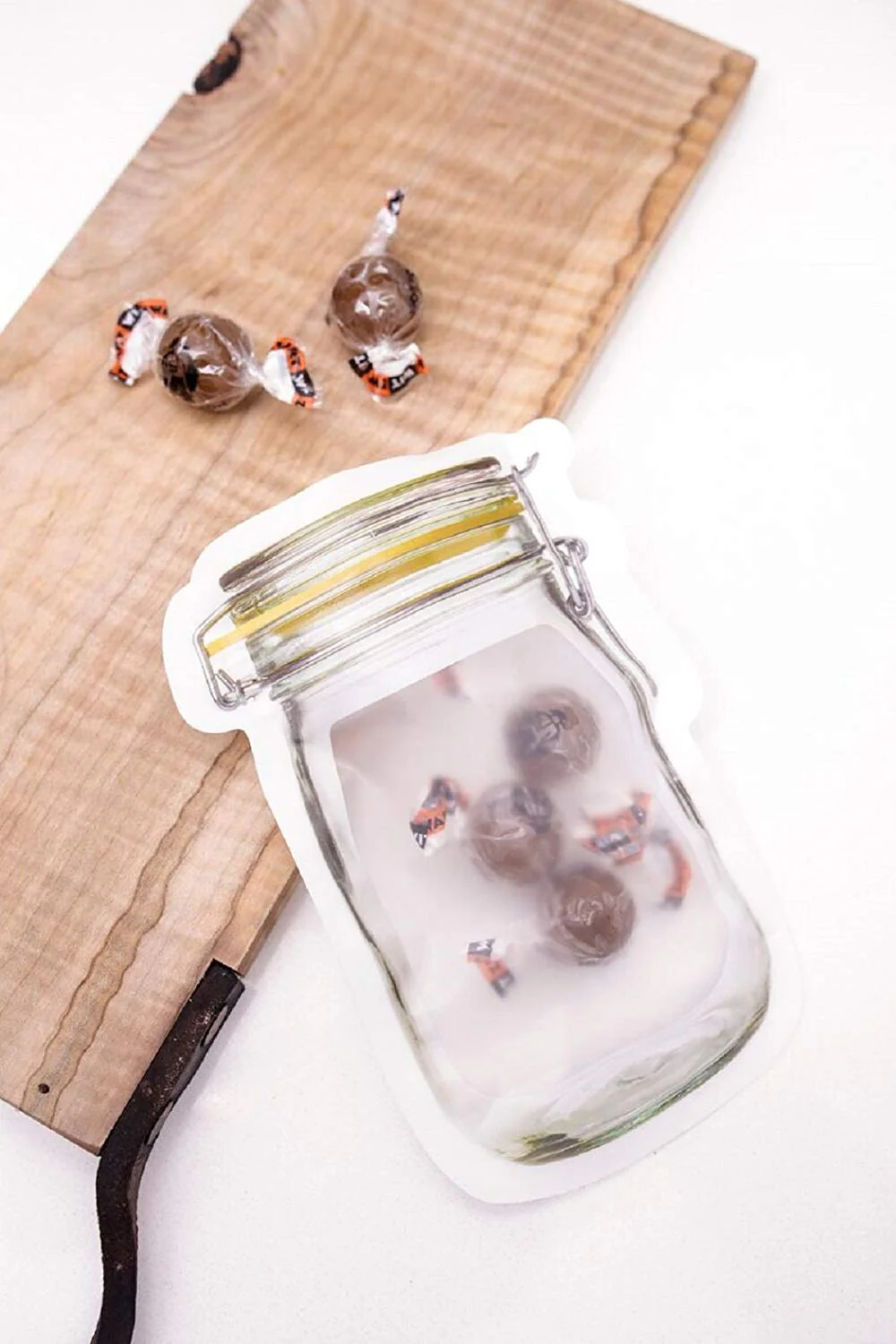 Reusable Airtight Seal Plastic Food Storage Mason Jar Zipper (150ml) - Image 4