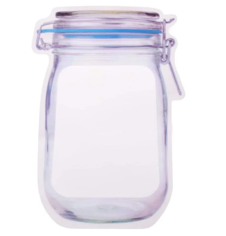 Reusable Airtight Seal Plastic Food Storage Mason Jar Zipper (1000ml) - Image 3