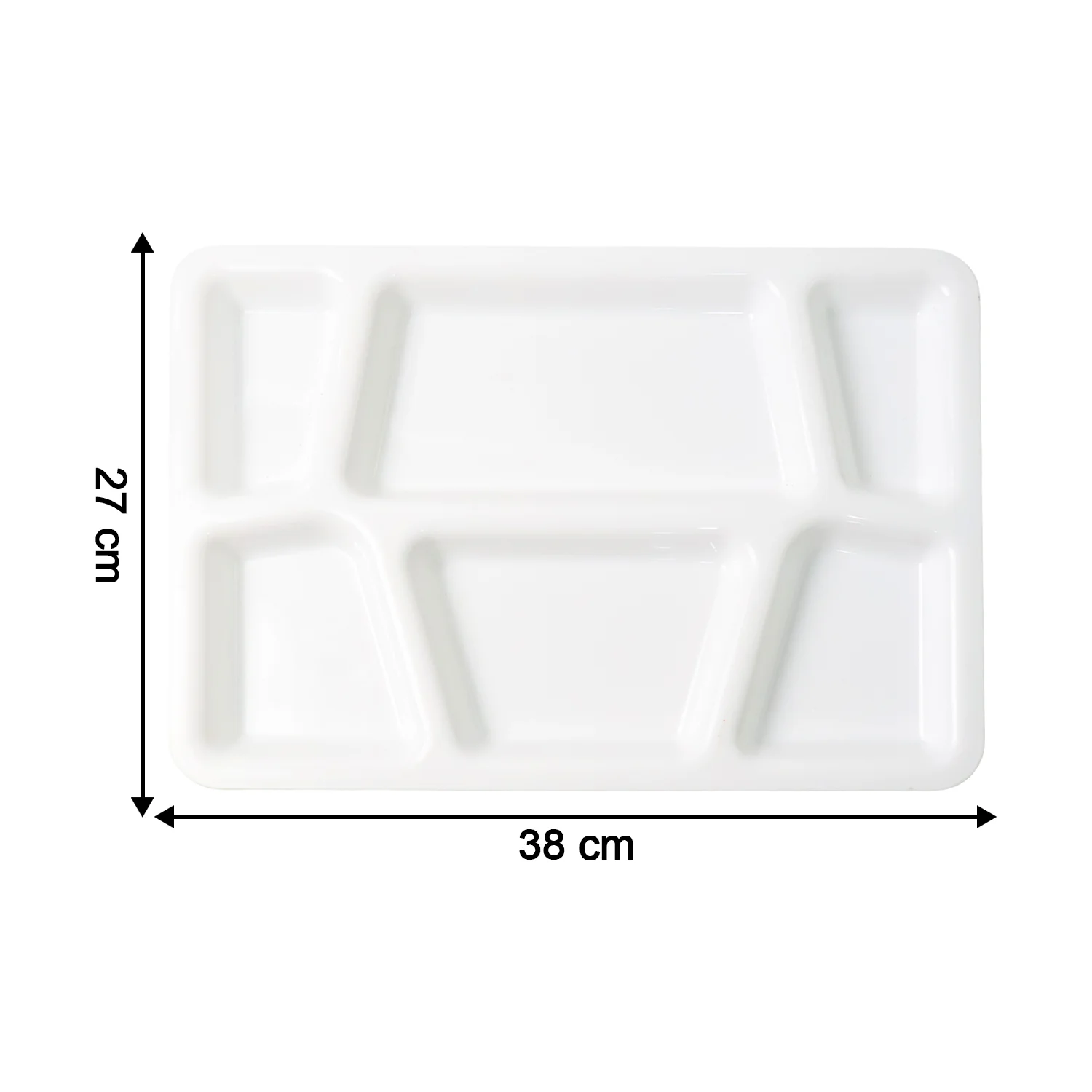 Plastic Multi-Compartment Rectangular Meal Serving Tray / Plate (1 Pc / White) - Image 6