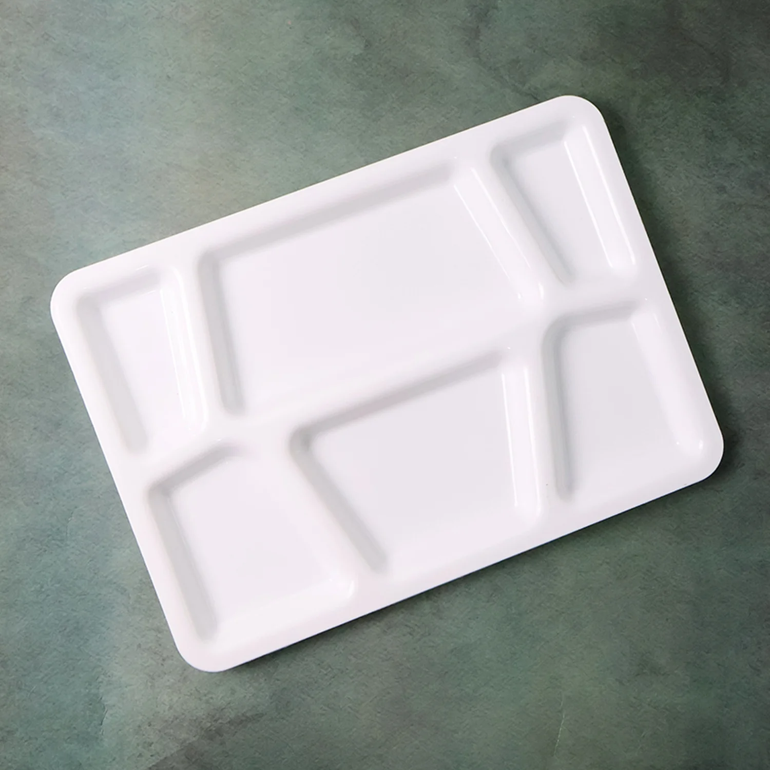 Plastic Multi-Compartment Rectangular Meal Serving Tray / Plate (1 Pc / White) - Image 7