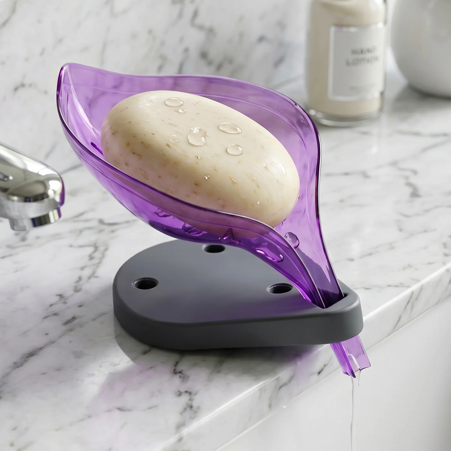 Leaf Shape Soap Tray Holder with Drain Design Bathroom Soap Stand Dish  (1 Pc) - Image 3