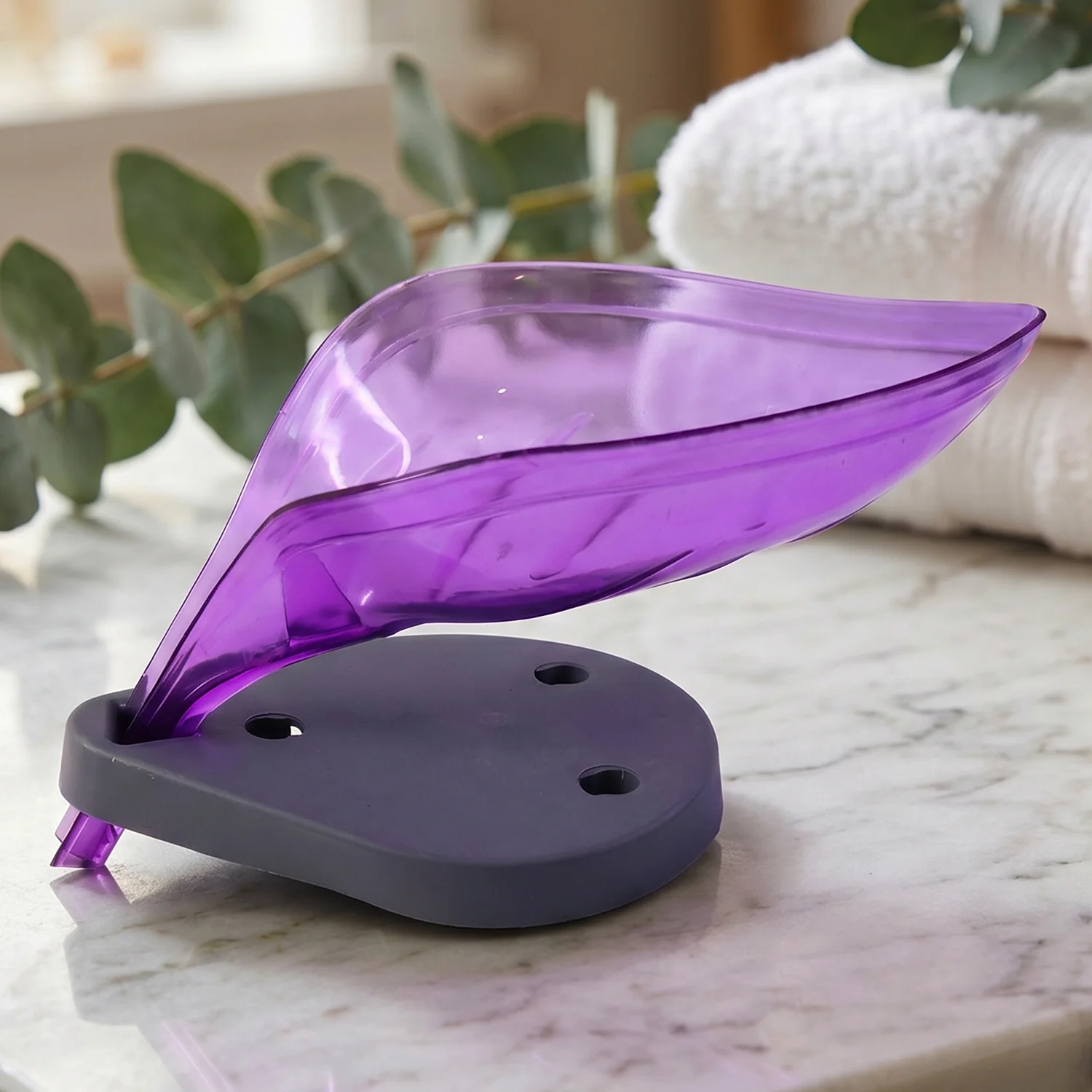 Leaf Shape Soap Tray Holder with Drain Design Bathroom Soap Stand Dish  (1 Pc) - Image 7