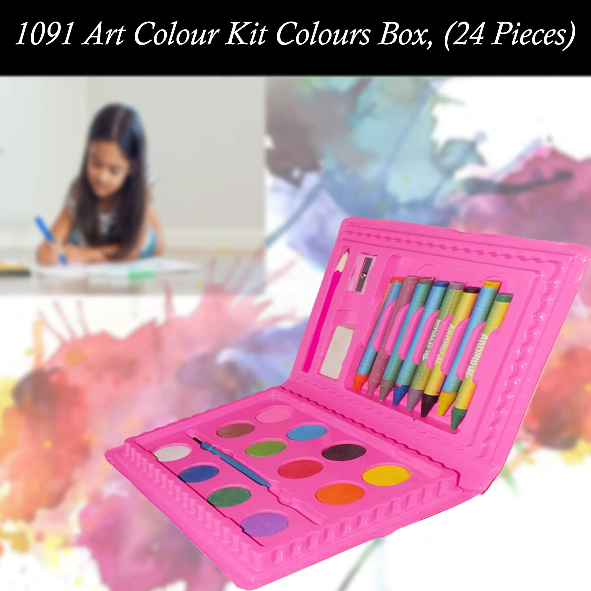 Coloring Combo Colors Box Color Pencil, Crayons, Water Color, Sketch Pens (Set of 24) - Image 3