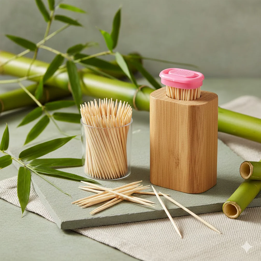 Bamboo Toothpicks with Dispenser Boxq - Image 2